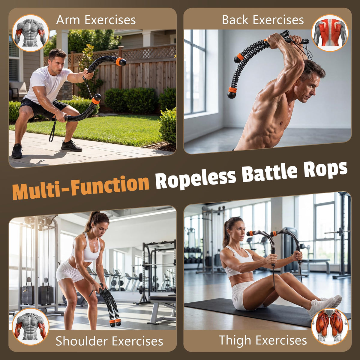 Portable Weighted Cordless Battle Ropes for Men Women Black - CUWANTIANDI Official Imagery - 6
