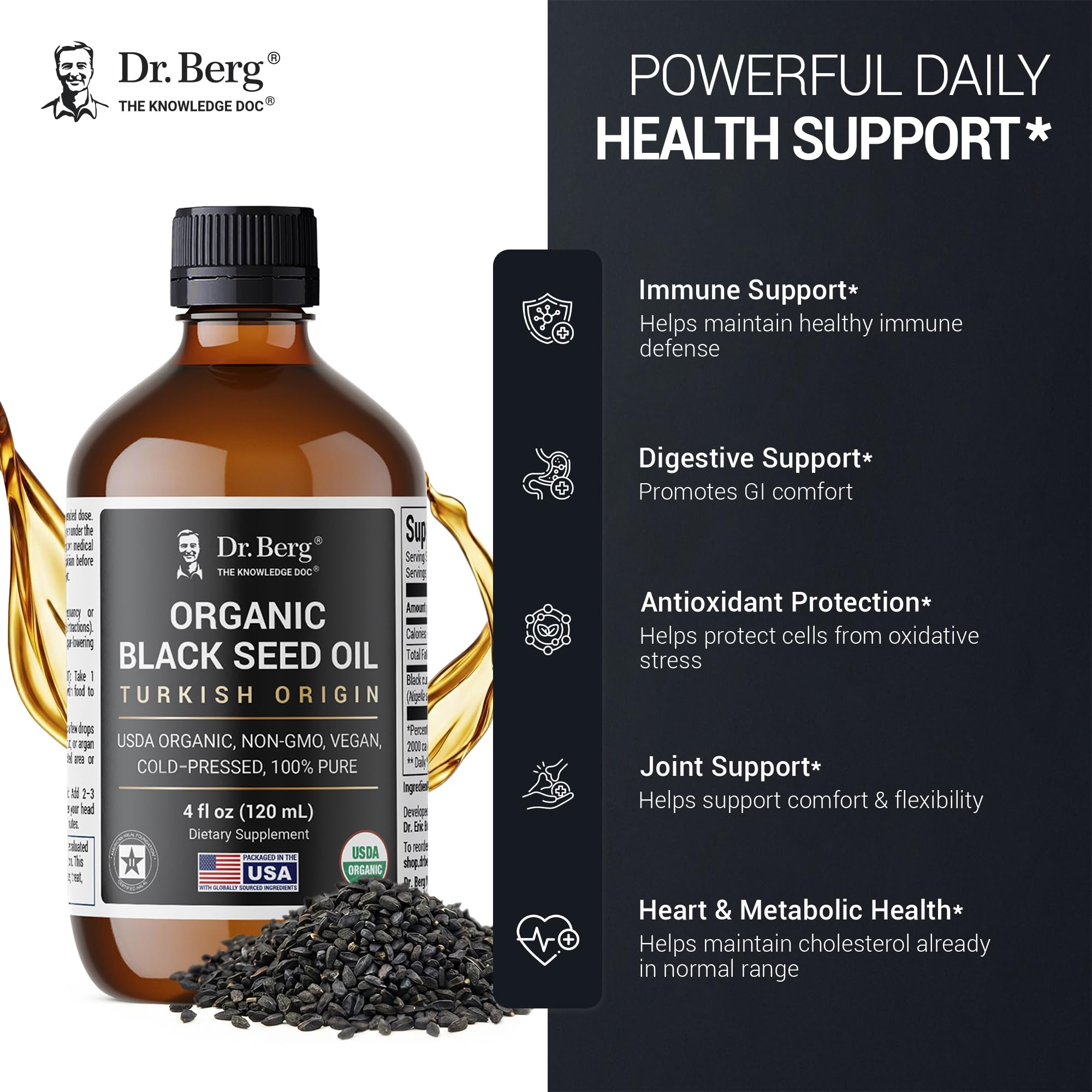 Dr. Berg Black Seed Oil – Cold Pressed Nigella Sativa 4 oz