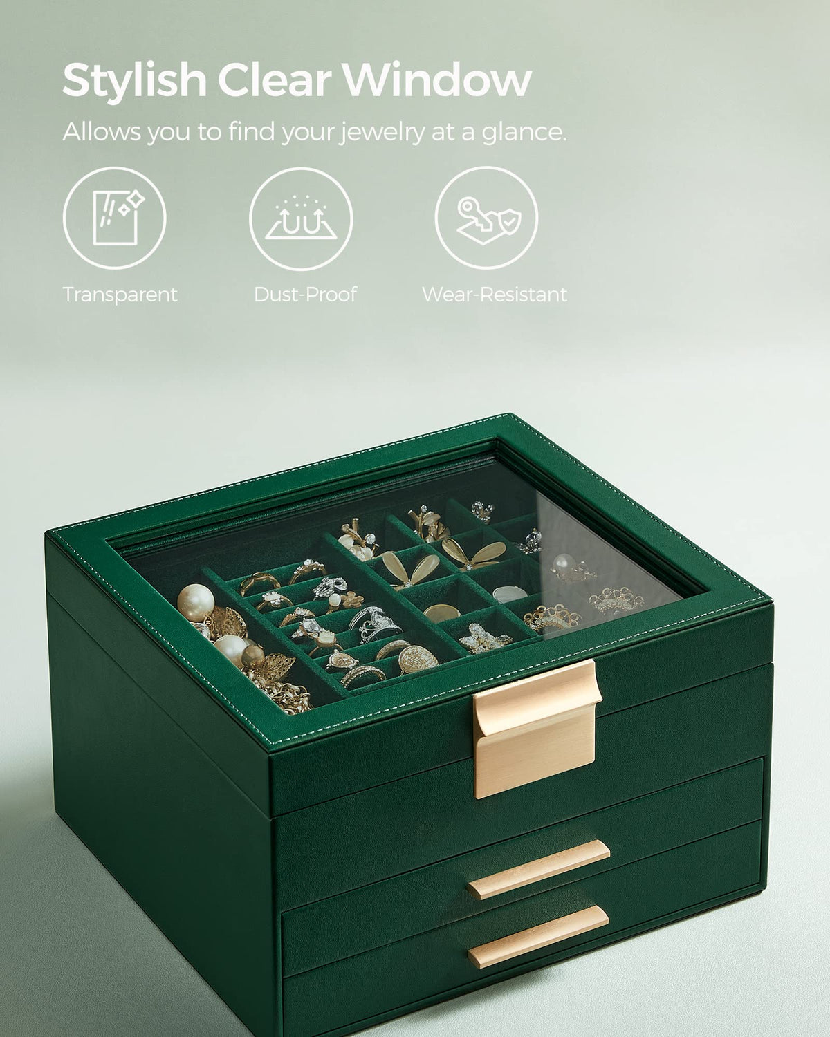 SONGMICS Jewelry Box Organizer 3 Layer Storage with 2 - SONGMICS Official Imagery - 7