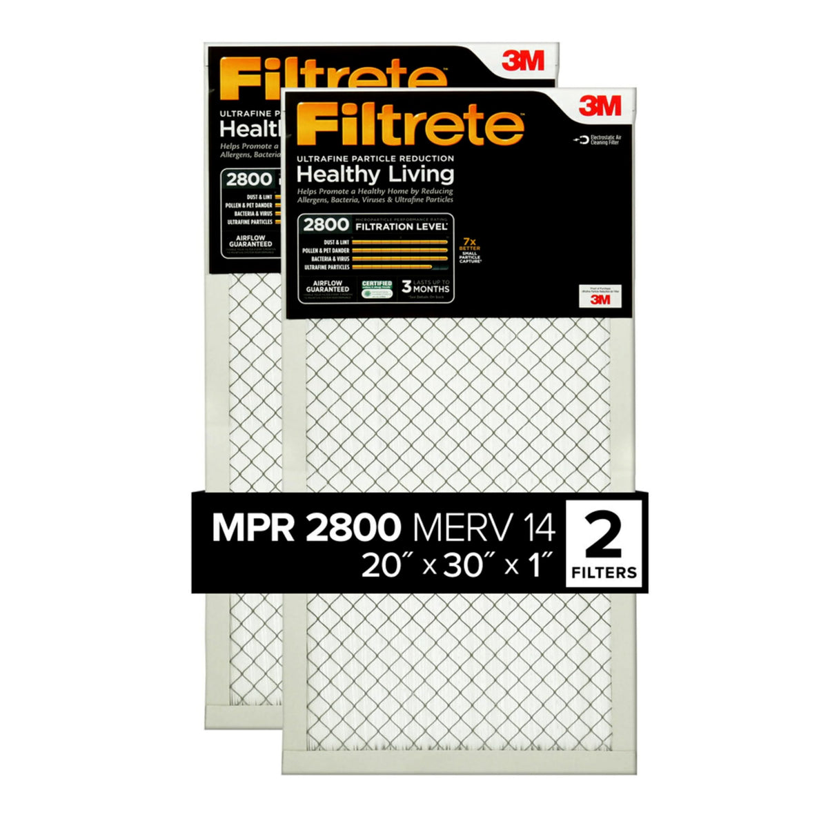 Filtrete 20x30x1 Air Filter MERV 14 MPR 2800 2 HVAC Filters - Filtrete Official Imagery - 1