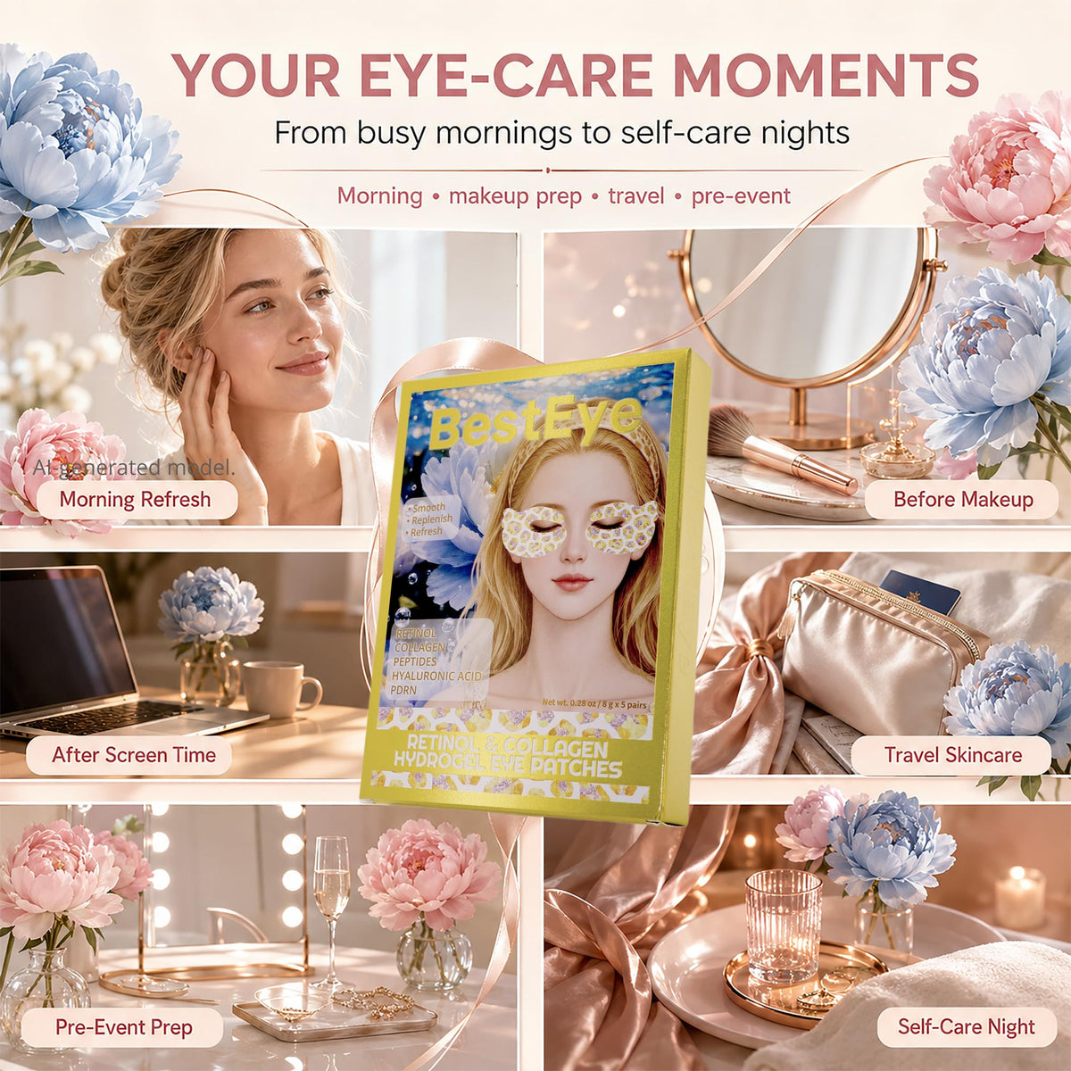 Under Eye Patches for Puffy Eyes and Dark Circles Collagen - Besteye Official Imagery - 7