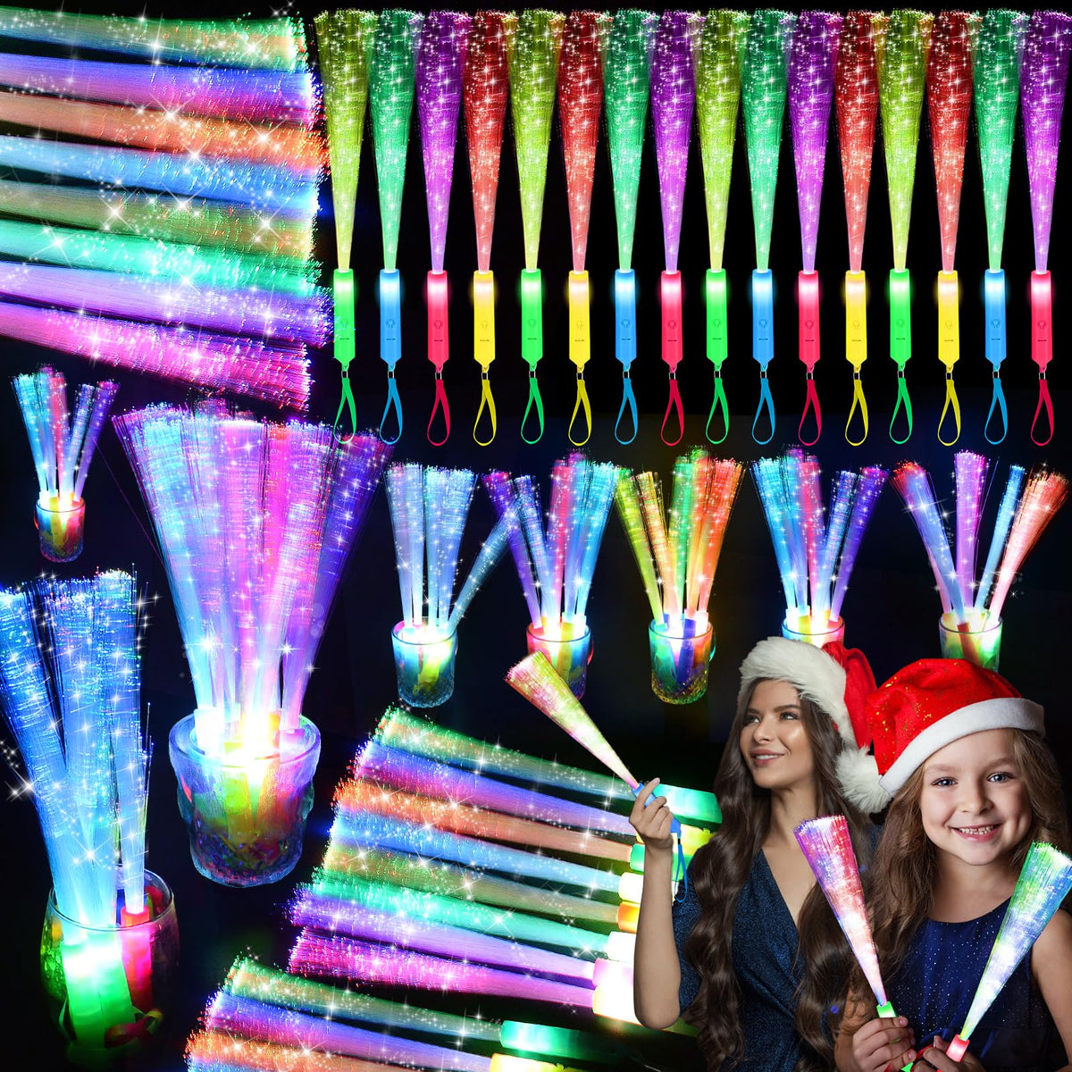 SHQDD 38 PCS Glow Sticks Bulk Glow Fiber Optic Sticks LED - SHQDD Official Imagery - 1