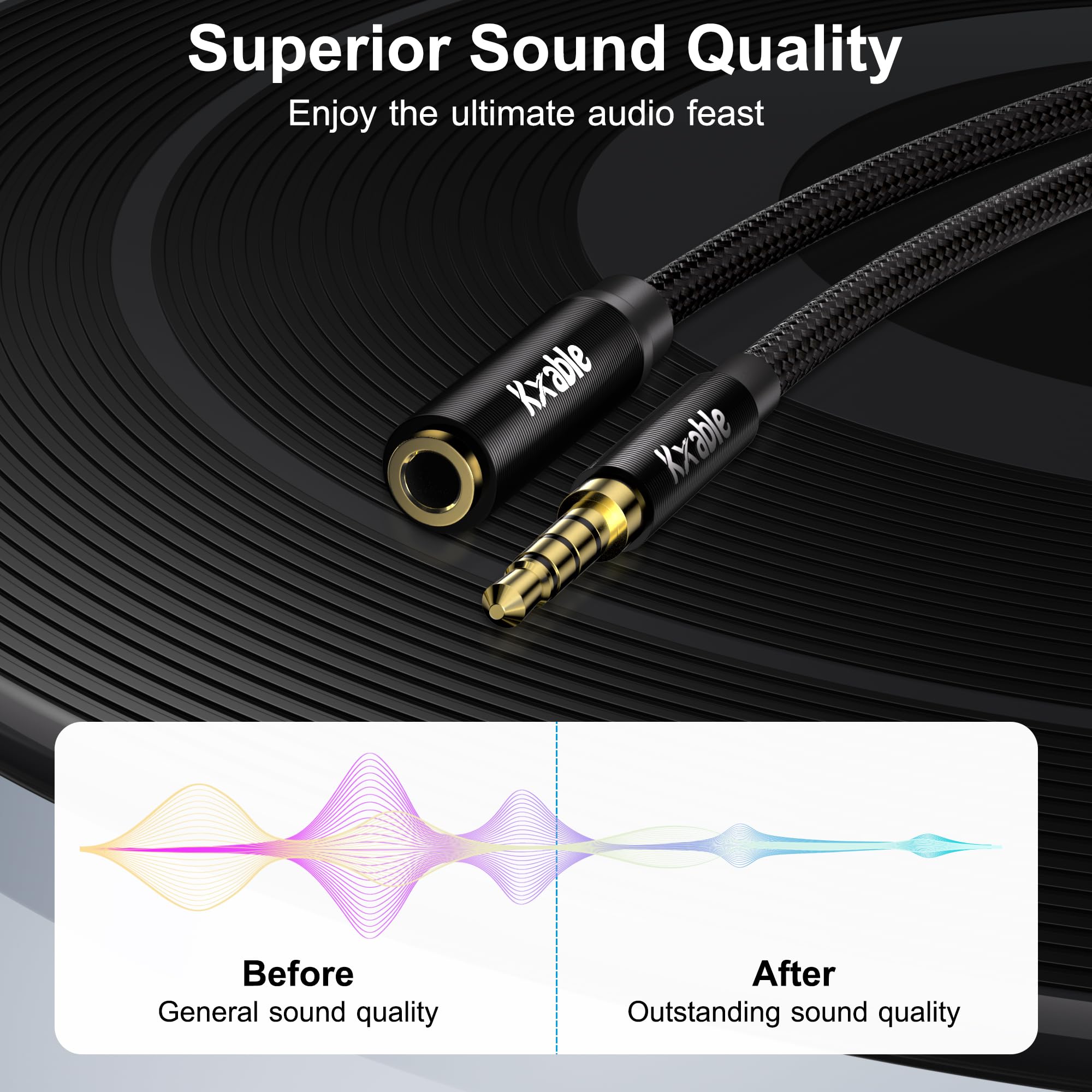 Kxable 3.5mm Headphone Extension Cable 20FT, 4 Pole TRRS 1/8 inch by Kxable - Angle View 4
