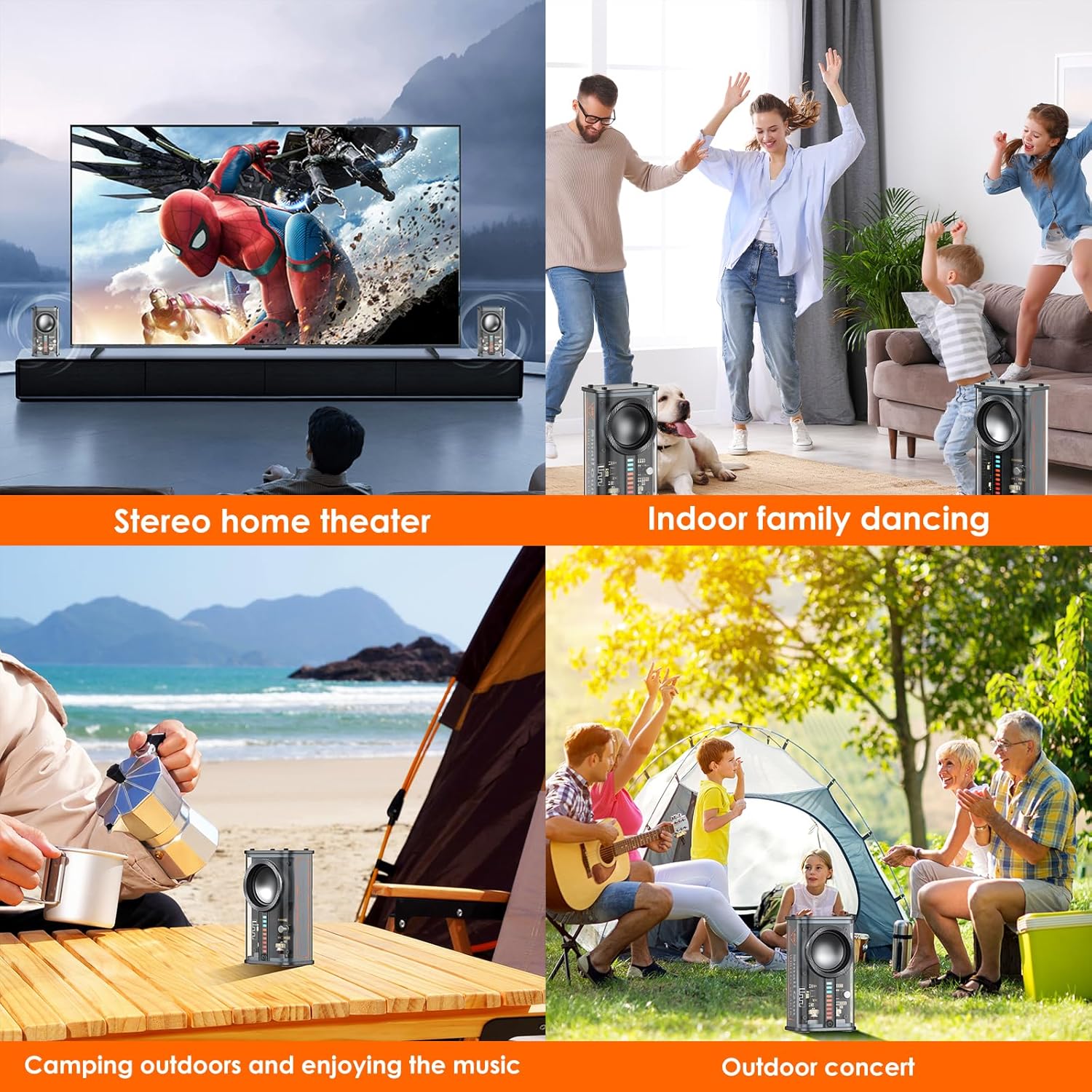 Black BSZHI transparent wireless Bluetooth portable mini speaker with sleek design and compact size for on-the-go music.