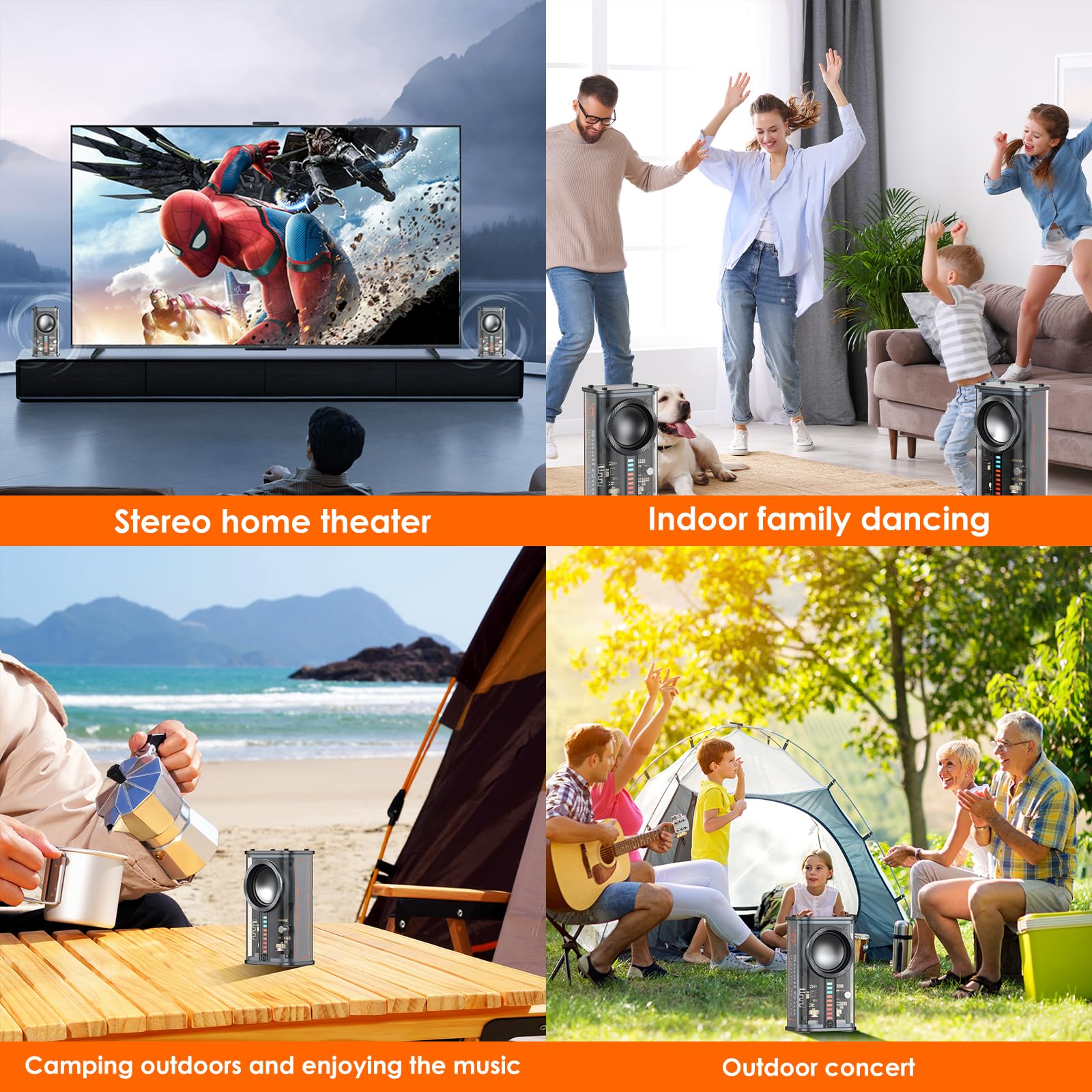 BSZHI Portable Bluetooth Speaker with Lights, Transparent Wireless Mini Bluetoot - BSZHI Official Product View 8