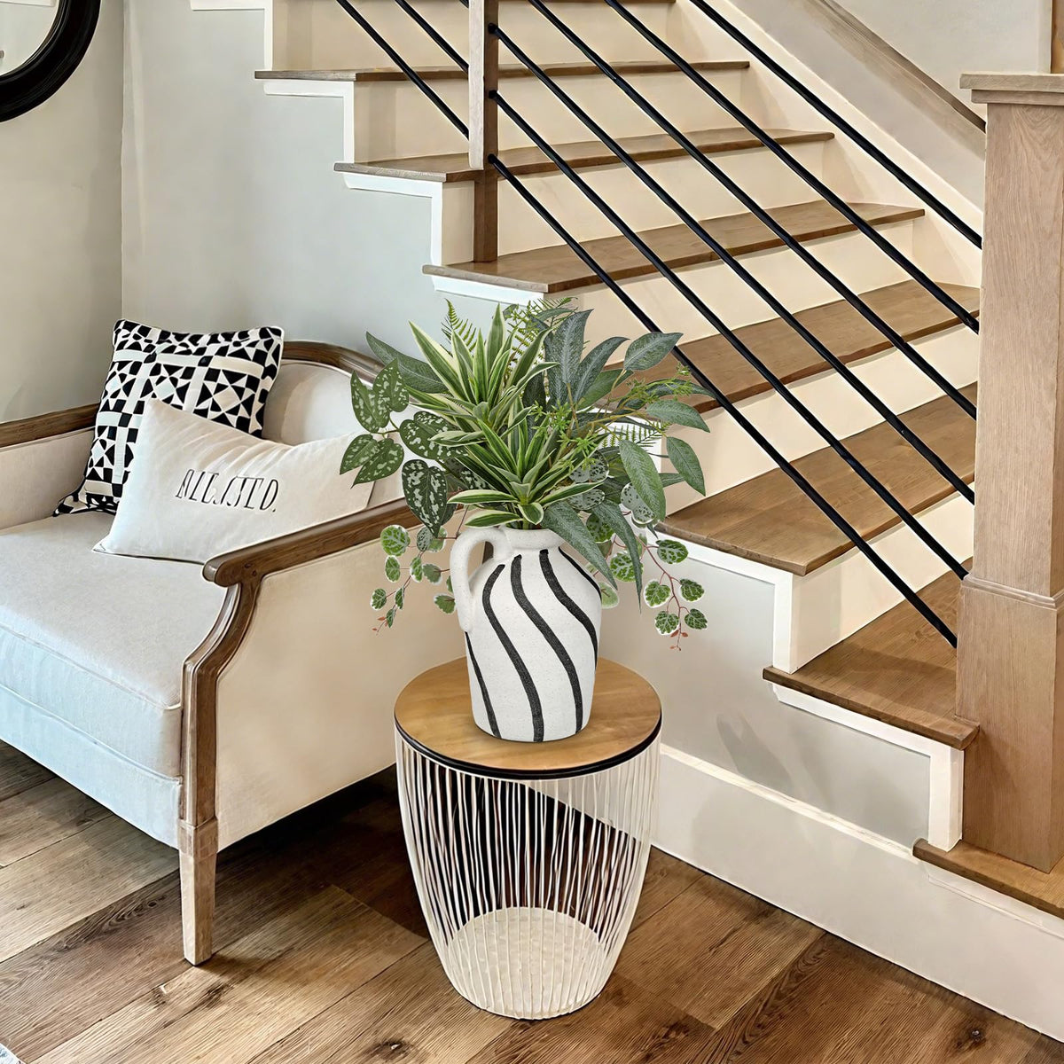 Artificial Greenery Arrangement with Cement Vase Fake Potted - DILATATA Official Imagery - 6