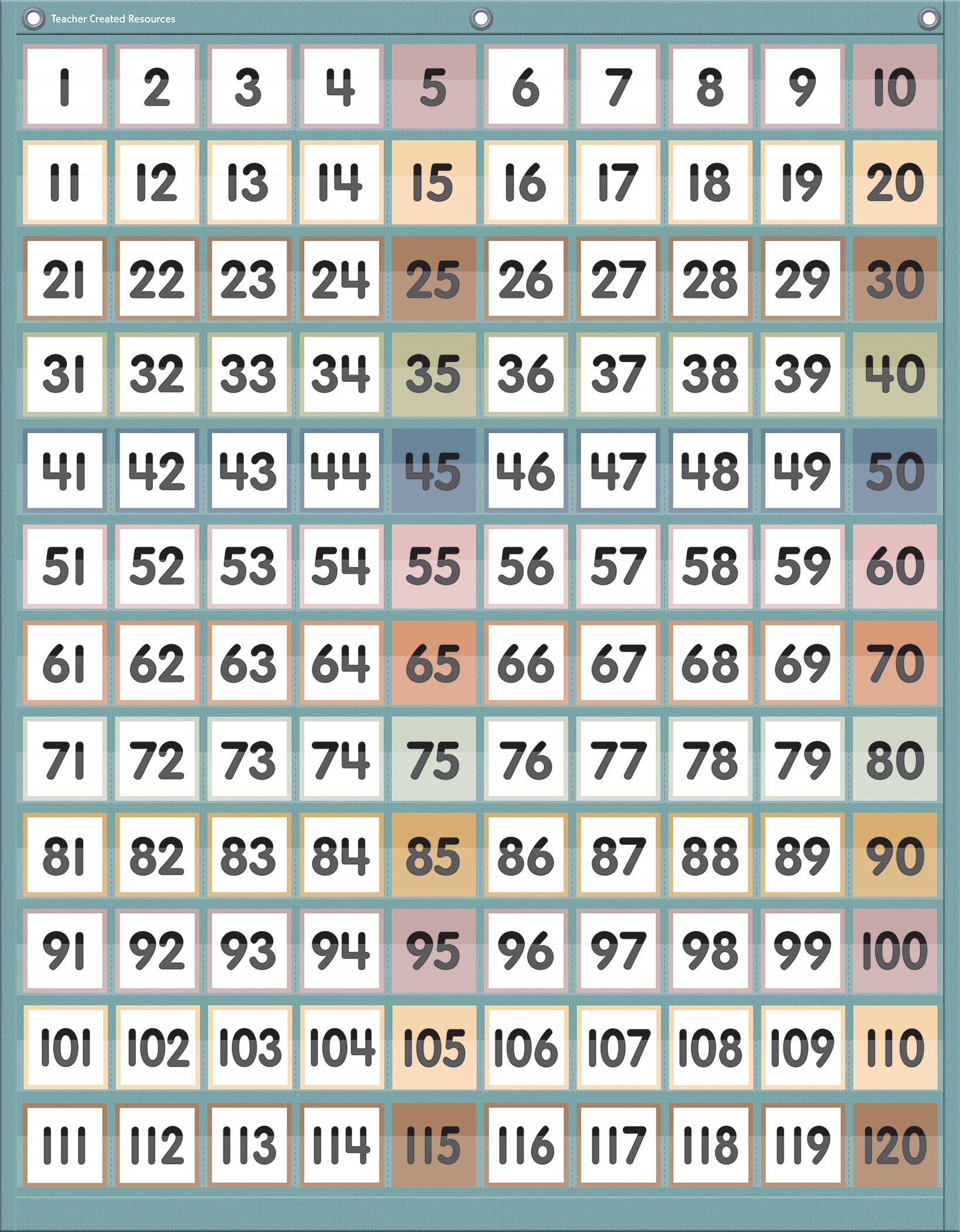Calming Colors 1–120 Pocket Chart for Classrooms