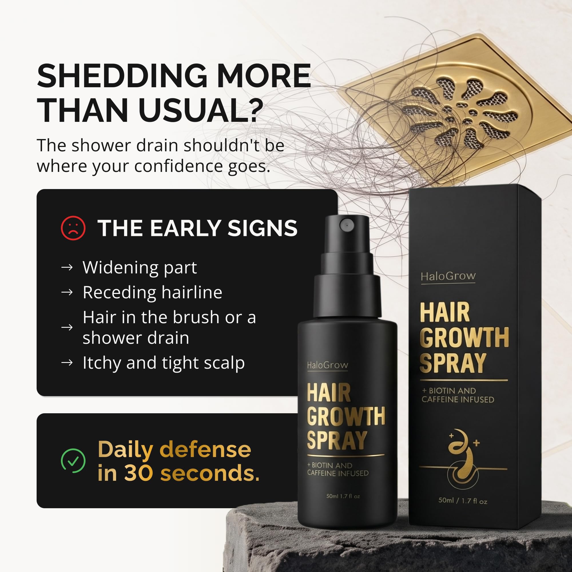 HALOGROW Hair Growth Serum Spray & Men Hair Loss – Biotin & Caffeine, Anti - - HALOGROW Official Product View 4