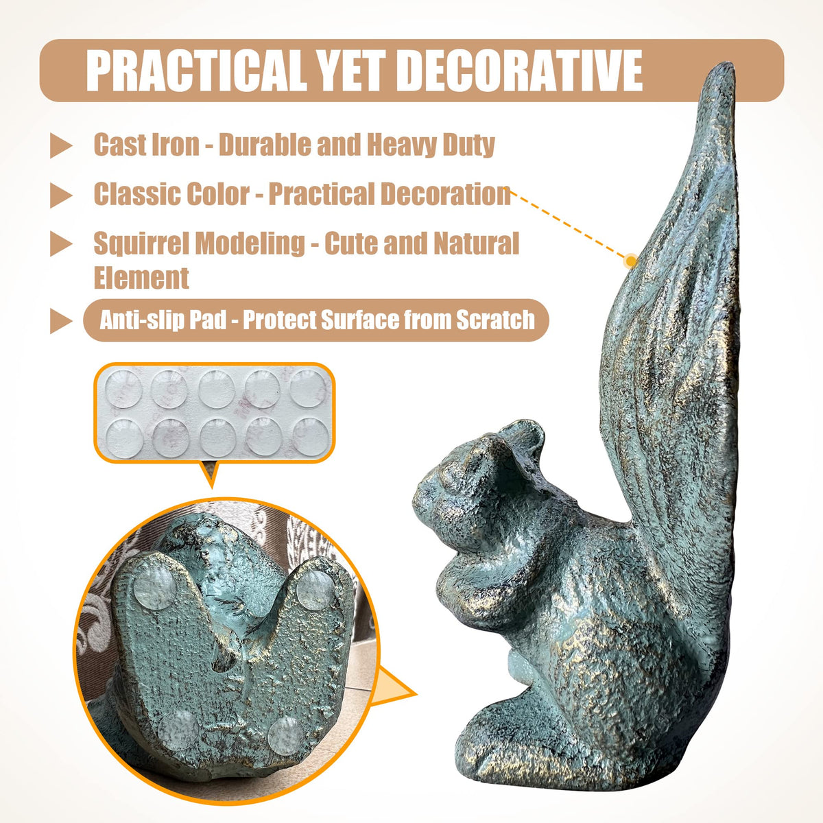 Cute Squirrel Cast Iron Bookends 2PCS Decorative Book - Livfodrm Official Imagery - 8