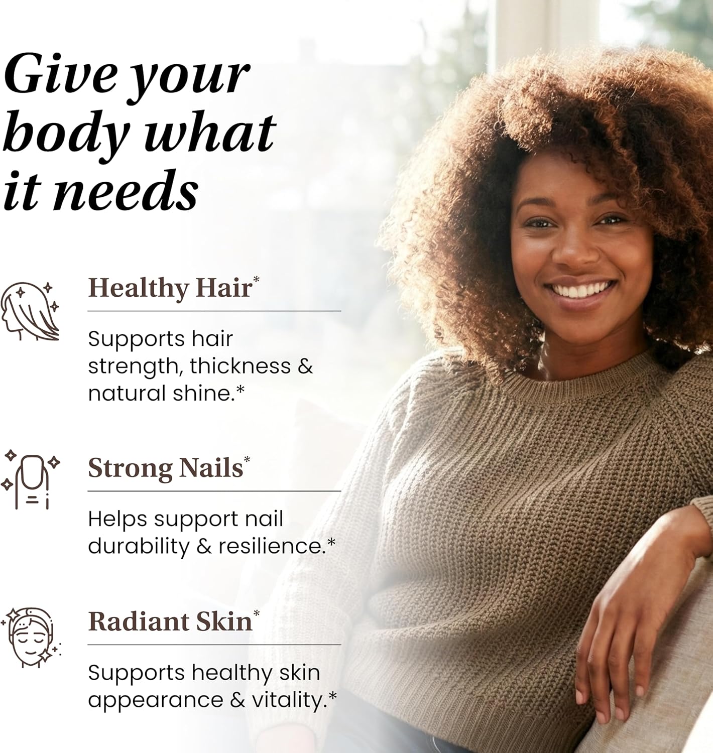 Sandhu's Biotin, Collagen, and Keratin complex supplement bottle for supporting healthy hair growth and strength.