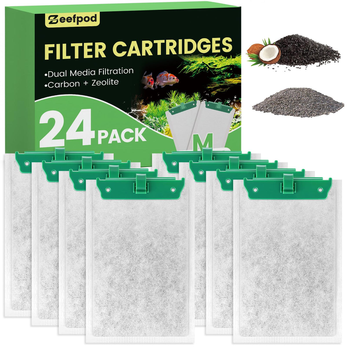 24 Pack Medium Filter Cartridges Compatible with Tetra - Zeefpod Official Imagery - 1
