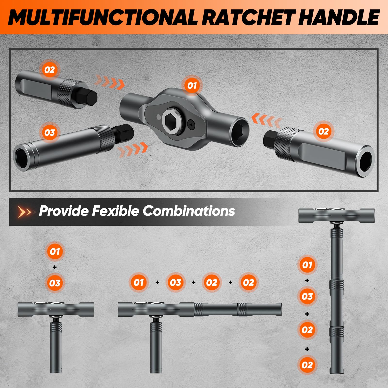 Saker 42-in-1 Magnetic Ratchet Screwdriver Set With T-Handle Grey by Saker - Angle View 8
