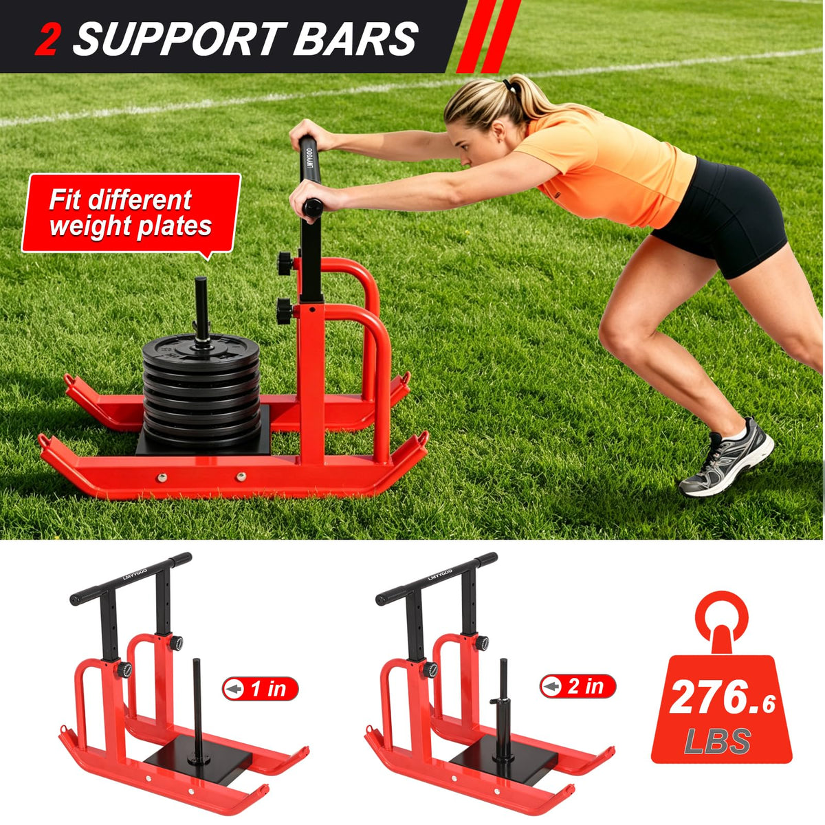 Heavy Duty Training Sled 5 Level Height Adjustment Push Pull - LMYYGOO Official Imagery - 8