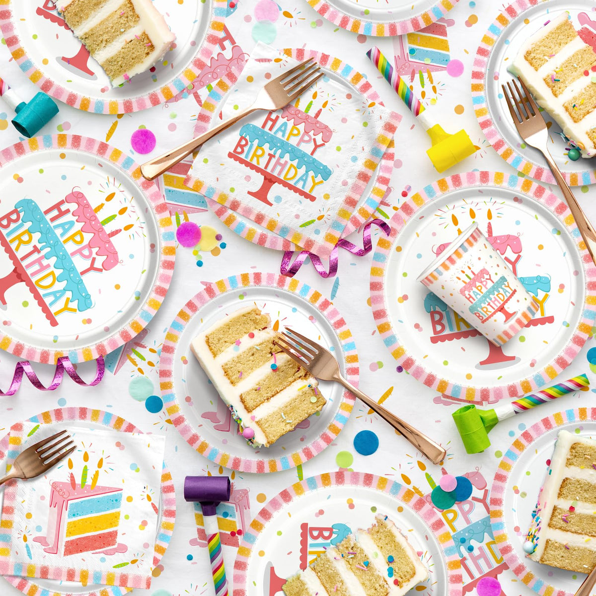 Happy Birthday Party Supplies Set for 25 Kit with Cake - Gatherfun Official Imagery - 5