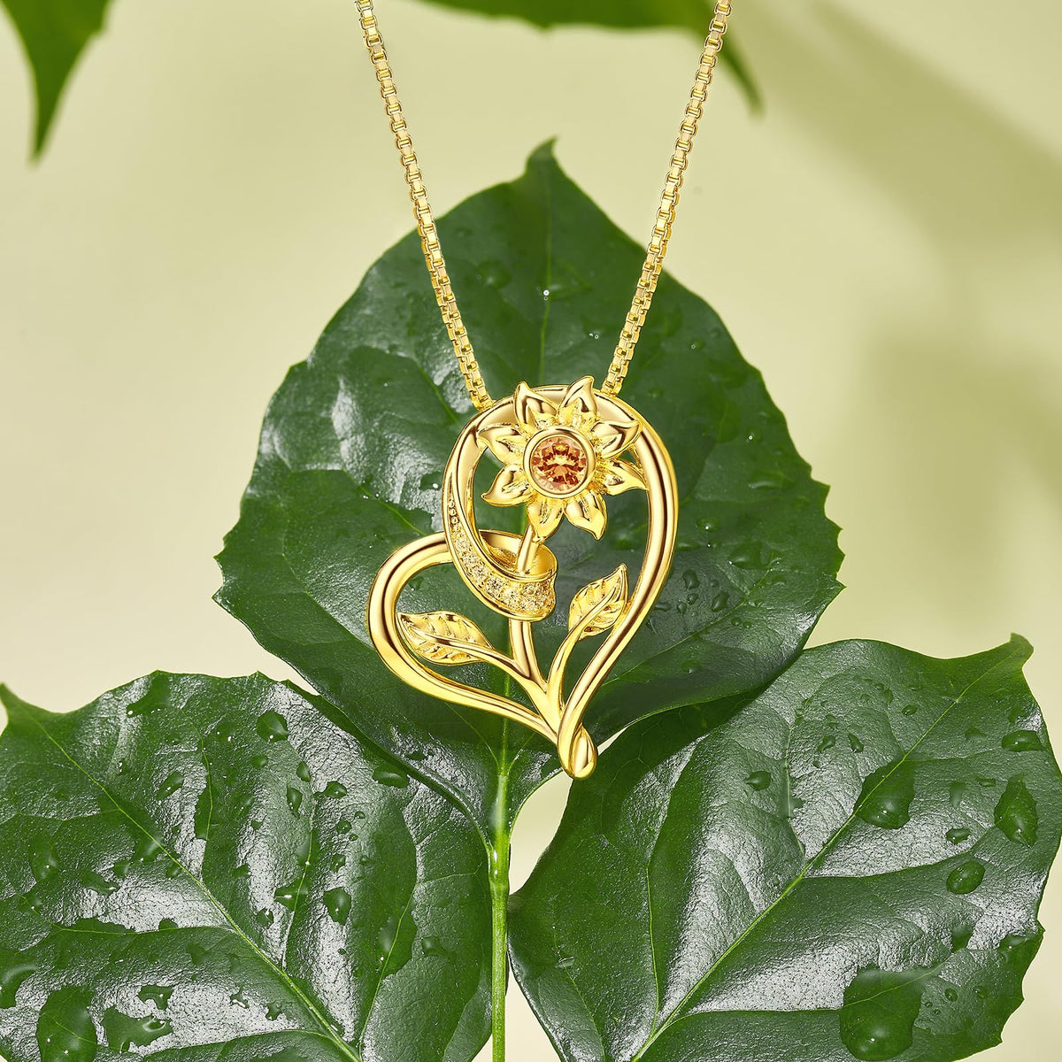 Sunflower Heart Necklace for Women Gold Toned Alloy Pendant - Hercaise Official Imagery - 6