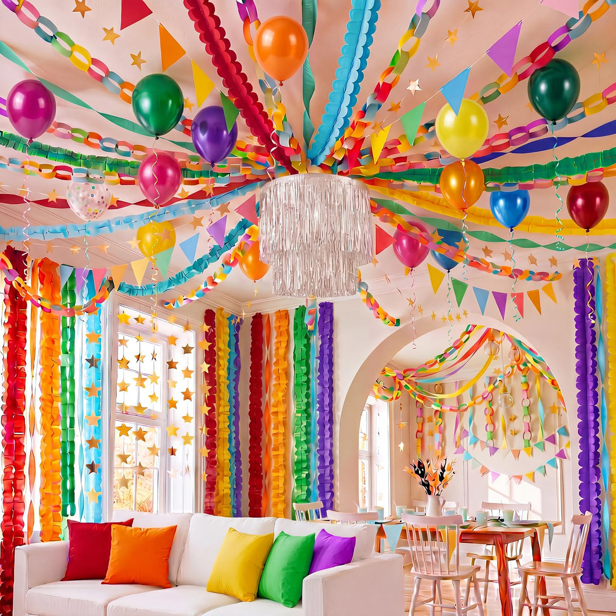 TaoBary Rainbow Party Decorations 492ft Crepe Streamers 600 - TaoBary Official Imagery - 3