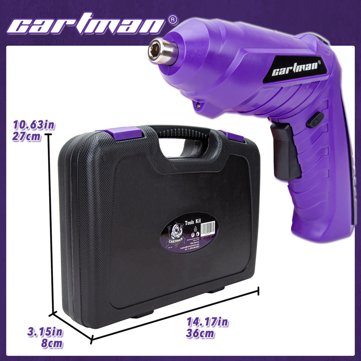 CARTMAN 149PCS Tool Set Purple Cordless Screwdriver Home - CARTMAN Official Imagery - 3