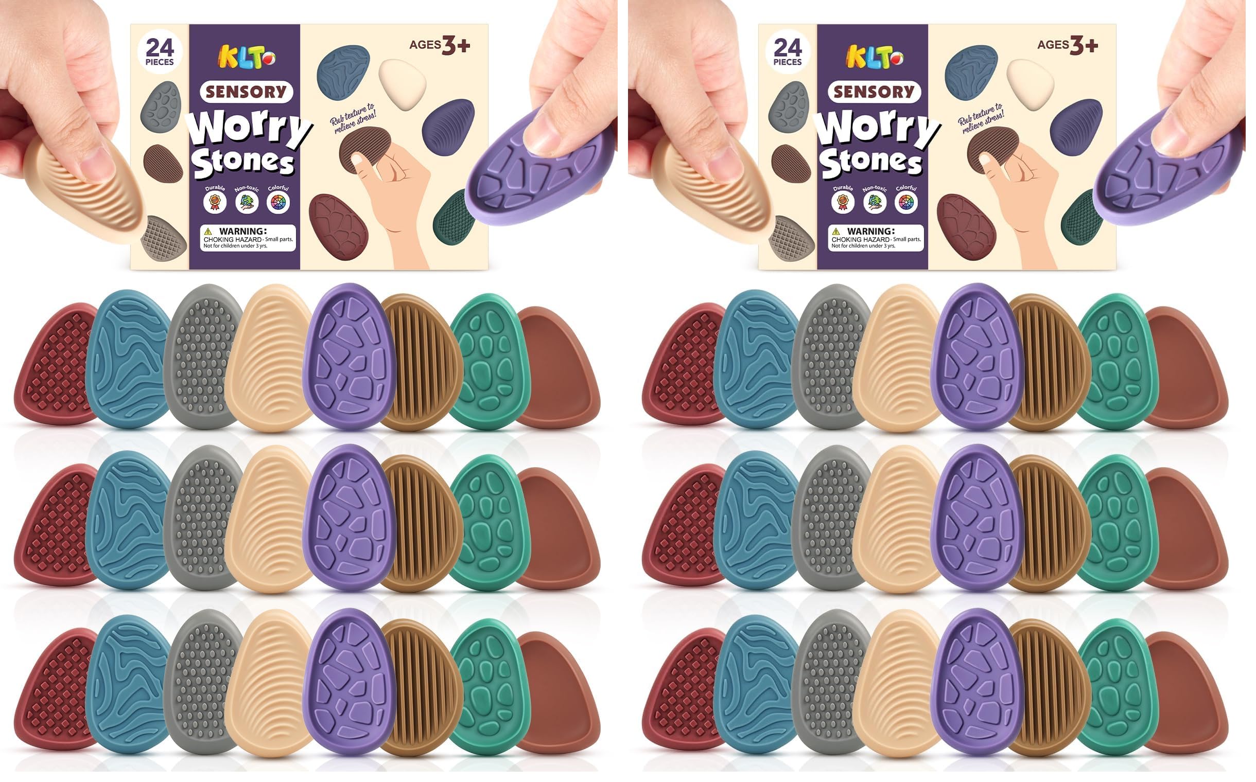 KLT Fidget Toys Adults Sensory Stone: 8 Pack Texture Worry Stone - KLT Official Product View 9