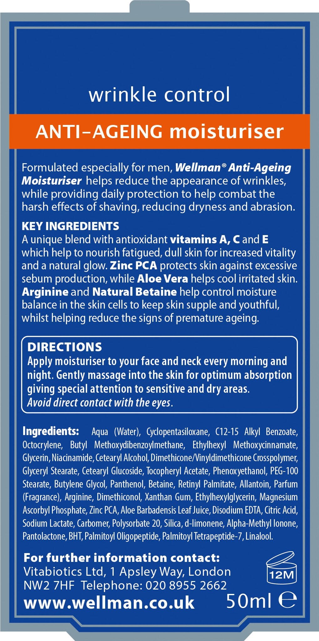 Wellman by Vitabiotics Anti Ageing Moisturiser 50ml - Wellman Tablets Official Imagery - 6