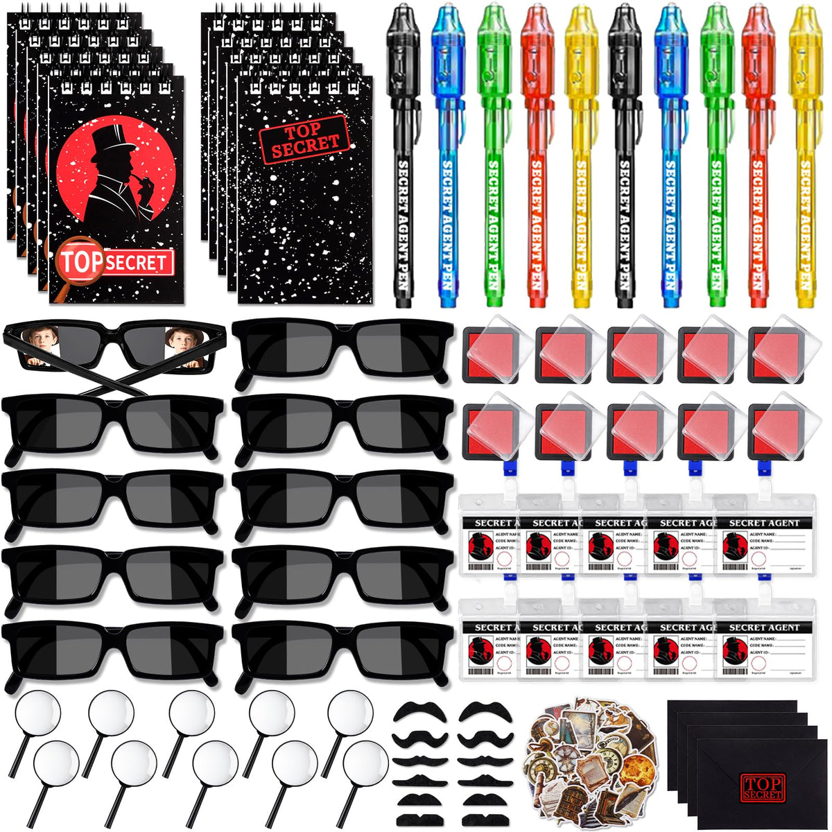 132Pcs Spy Detective Party Favors Kit for Kids Sunglasses - Zenoble Official Imagery - 1