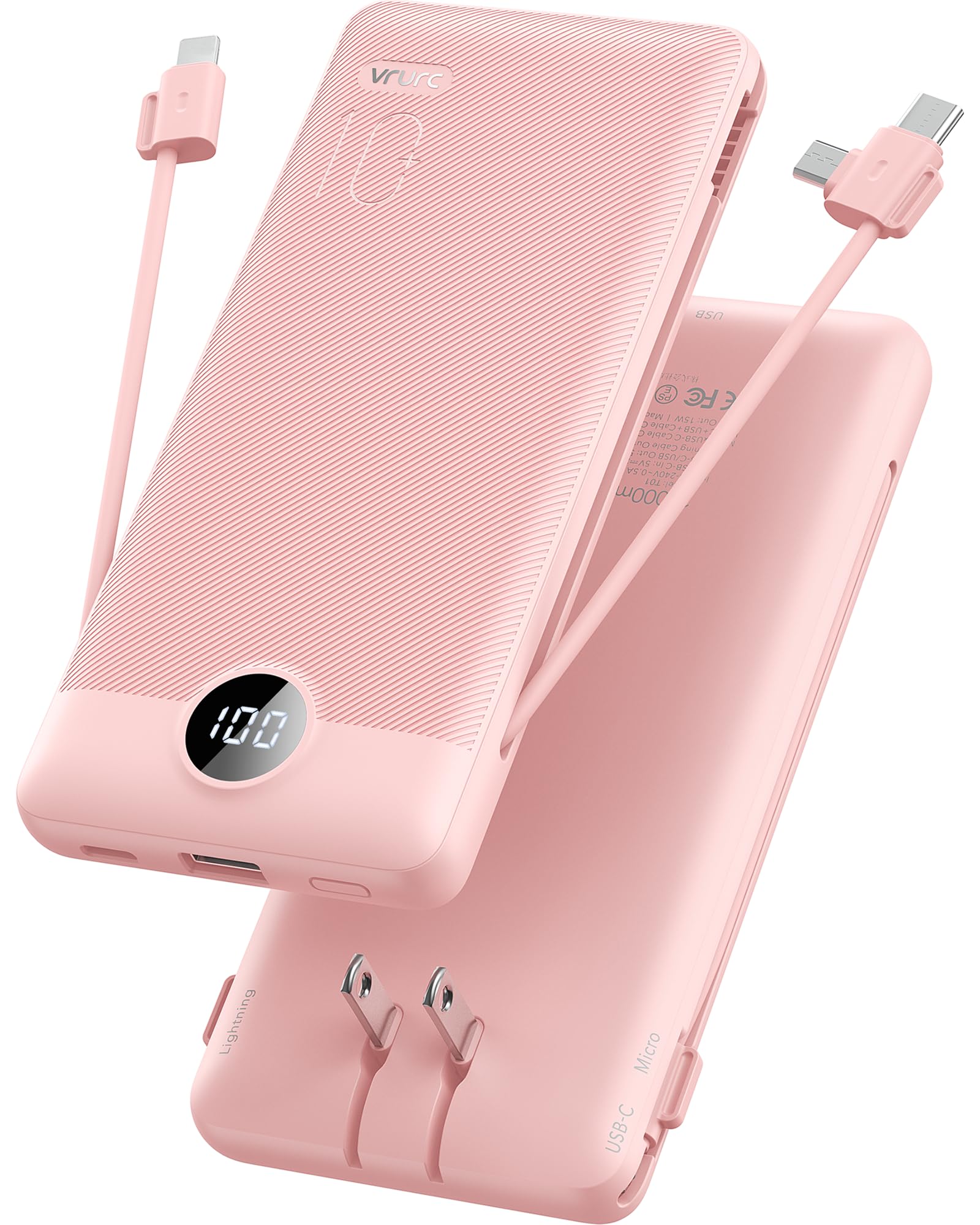 VRURC Portable Charger Power Bank Built in Cables and AC - VRURC Official Imagery - 2