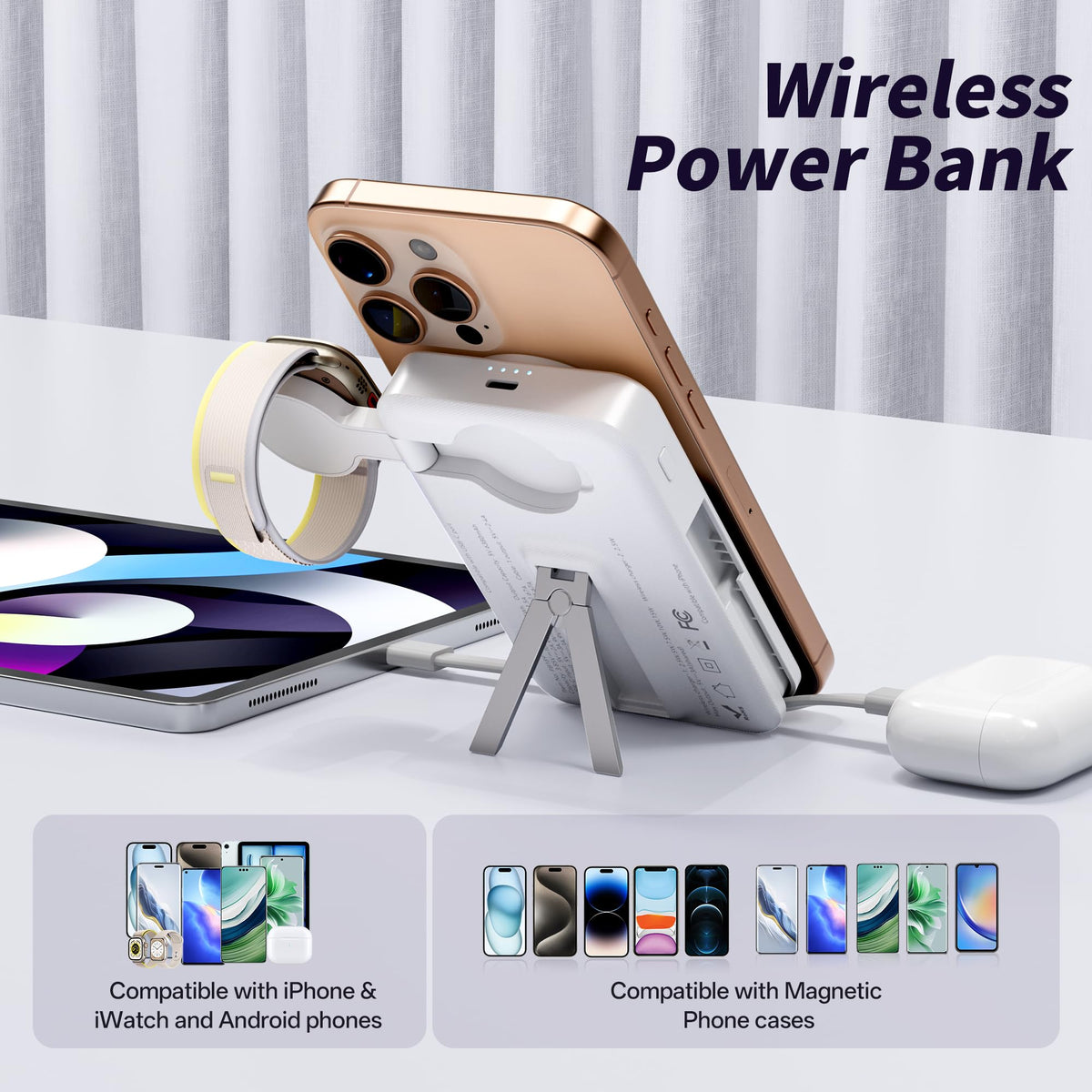 Magnetic Portable Charger Built in Cables 10000mAh Fast - LUCKYFELLOW Official Imagery - 4