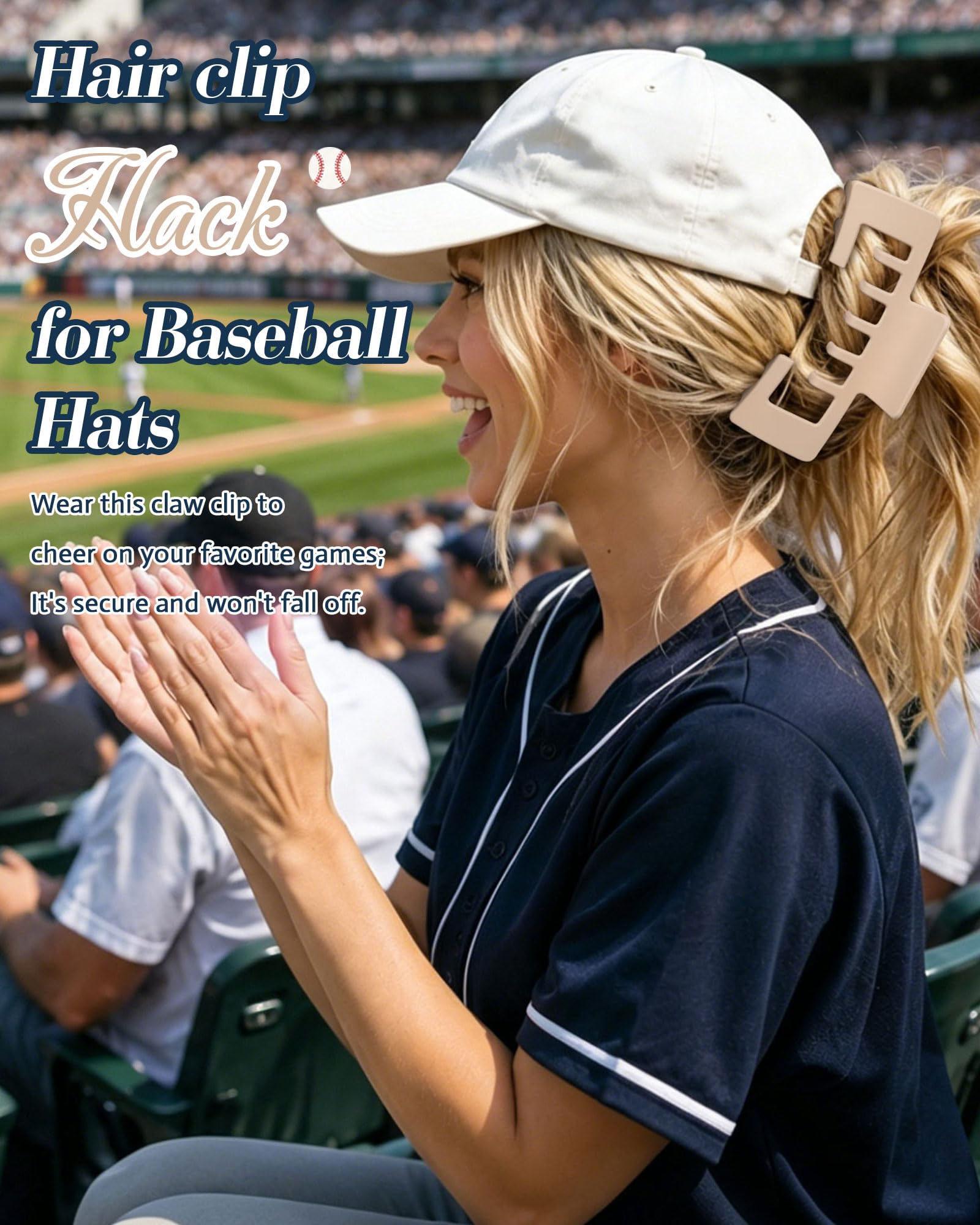 CHLINS 5" Extra Large Hat Claw Clips for Baseball Caps & Thick Hair, 4 - View 5
