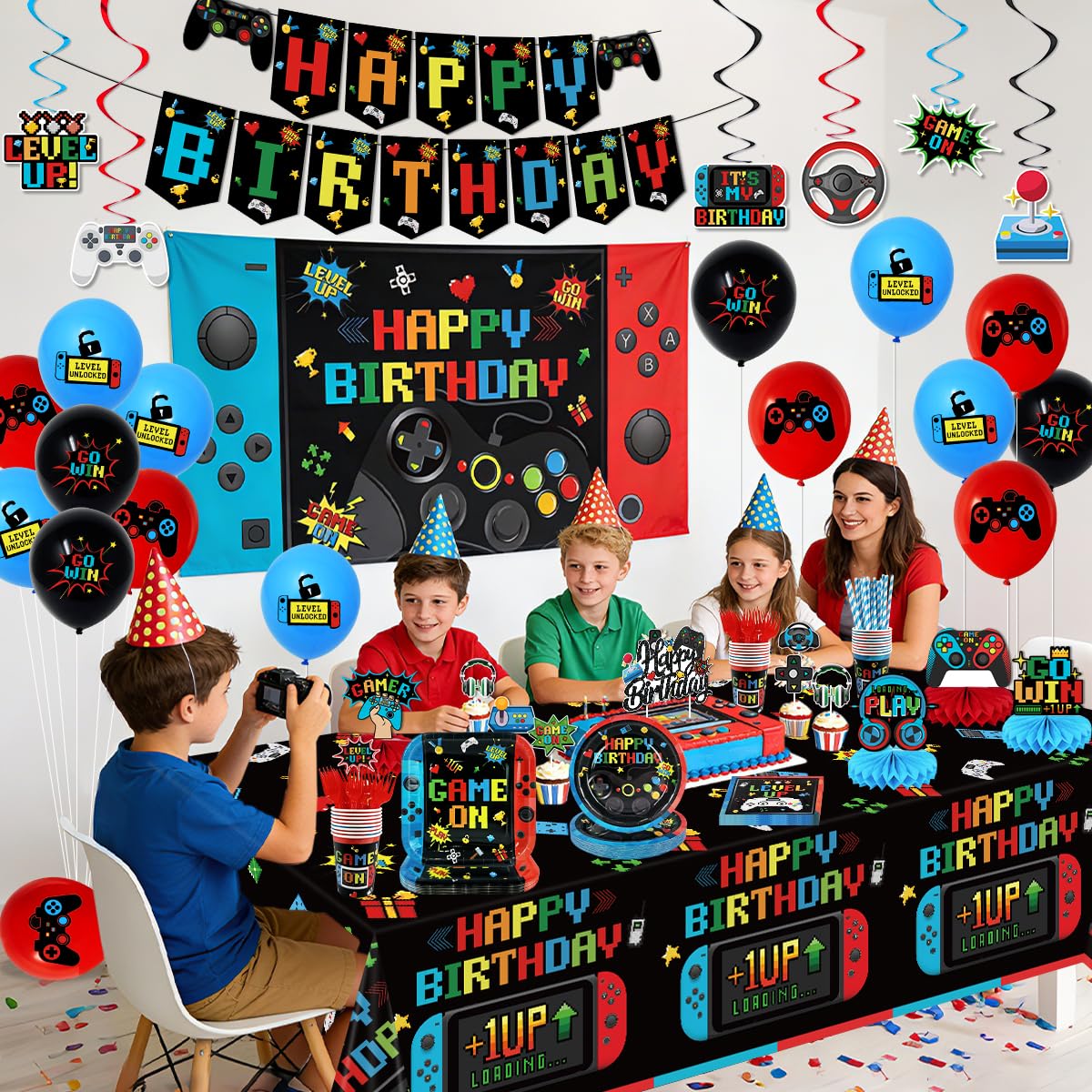 Gamer Birthday Party Decorations 206PCS Video Game Birthday - suonengongyi Official Imagery - 3