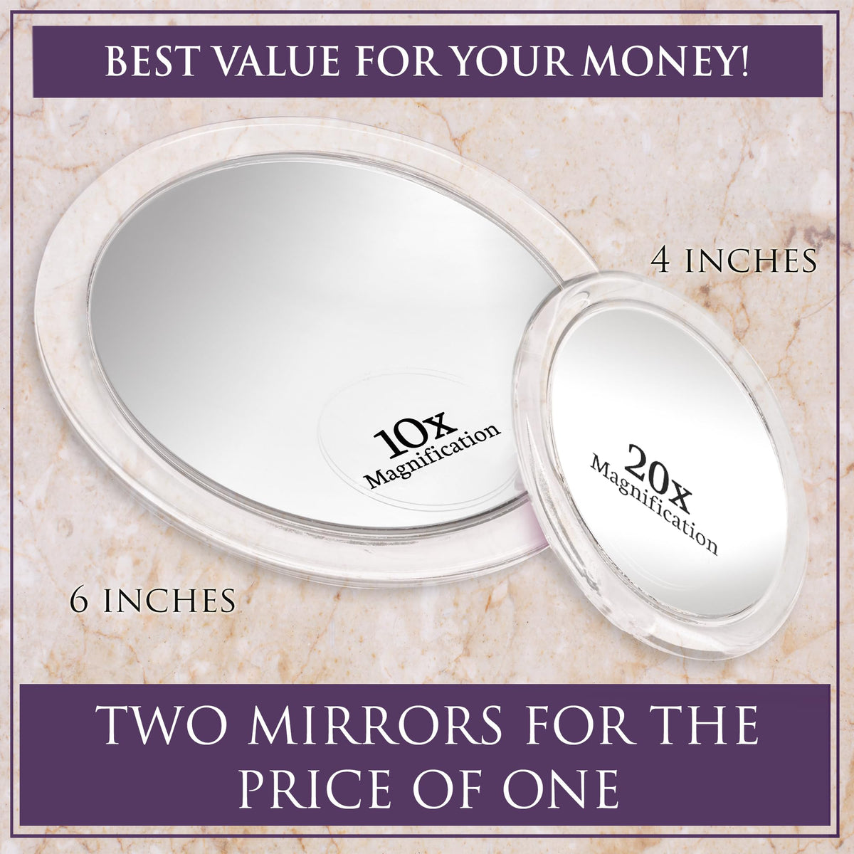 20X 10X Magnifying Mirror Set 3 Suction Cups Each 6 4 - MIRRORVANA Official Imagery - 4