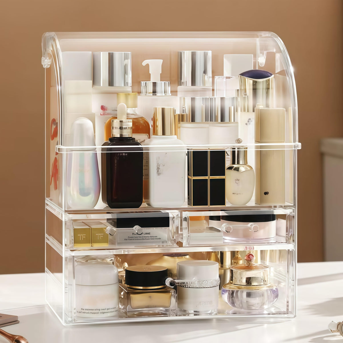 Clear Large Acrylic Makeup Organizer With Lid Cosmetic - UShioart Official Imagery - 4