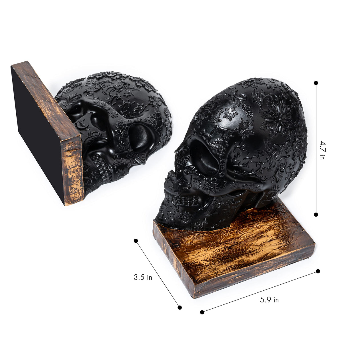 Skull Bookends Heavy Duty Gothic Skeleton Book Holder Set - GUTE Official Imagery - 4