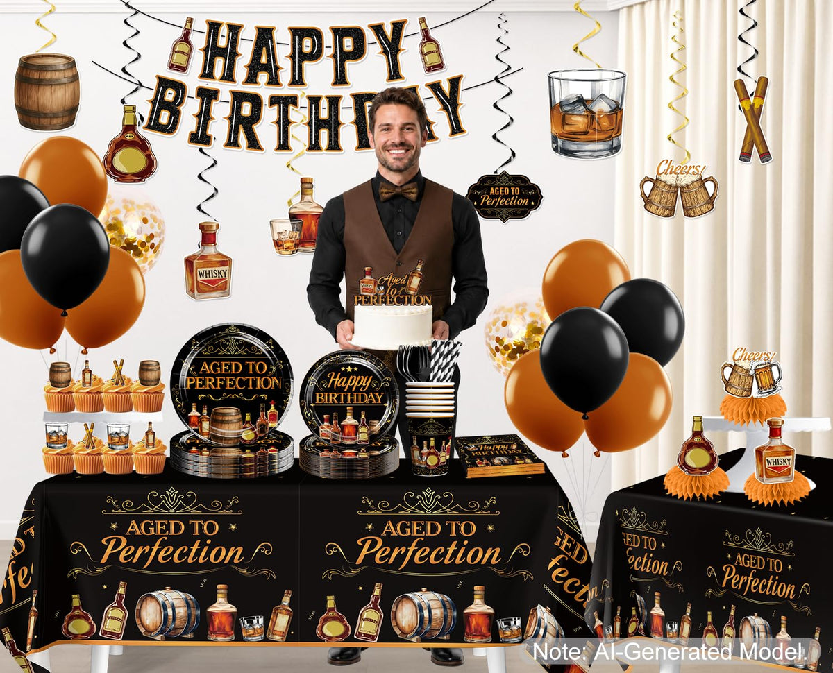 212PCS Aged to Perfection Birthday Decorations Men Serves 25 - Yingoto Official Imagery - 3