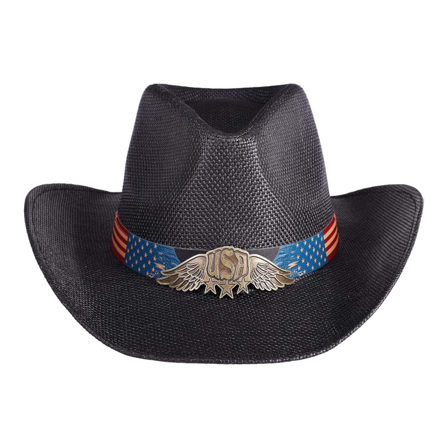 Livingston woven straw cowboy hat with hat band for men and women, featuring a classic western style and breathable material.