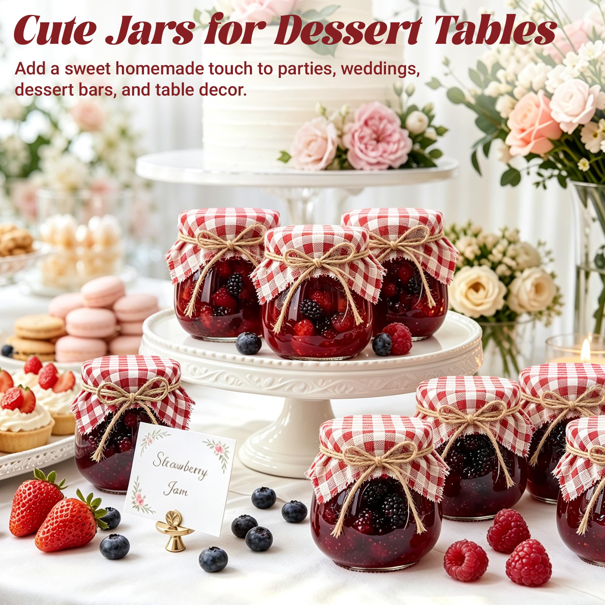 Set of 30 small glass jars with lids by ZHURUININ, perfect for yogurt, jam, or small storage, shown with lids on.