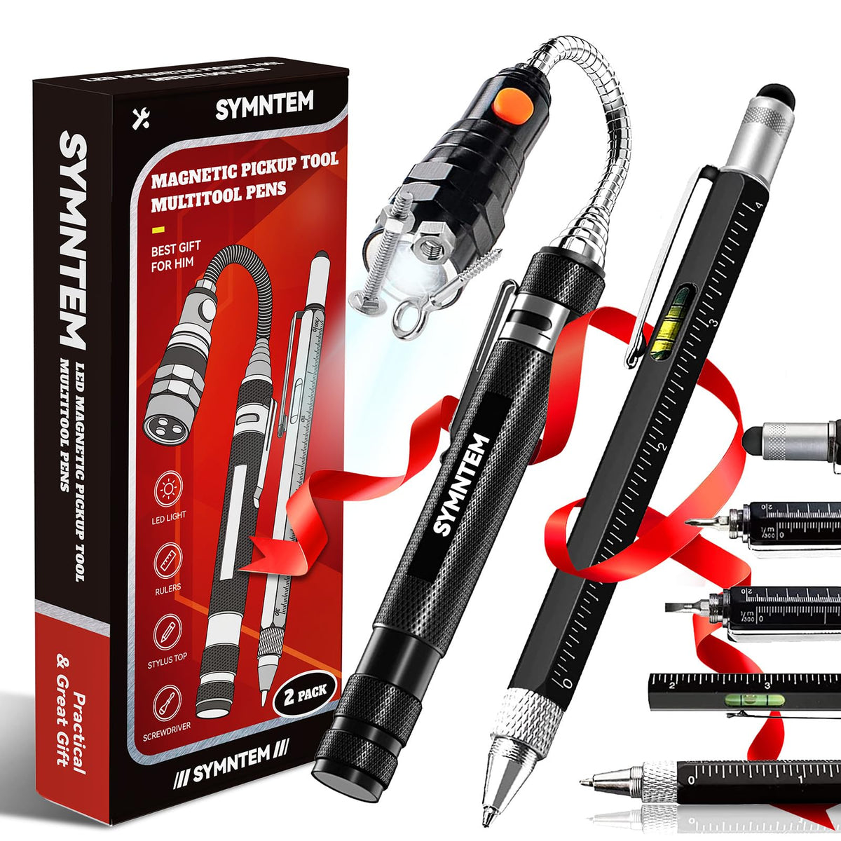 Telescoping Magnetic Pickup Tool 6 in 1 Multitool Pen Set - SYMNTEM Official Imagery - 1