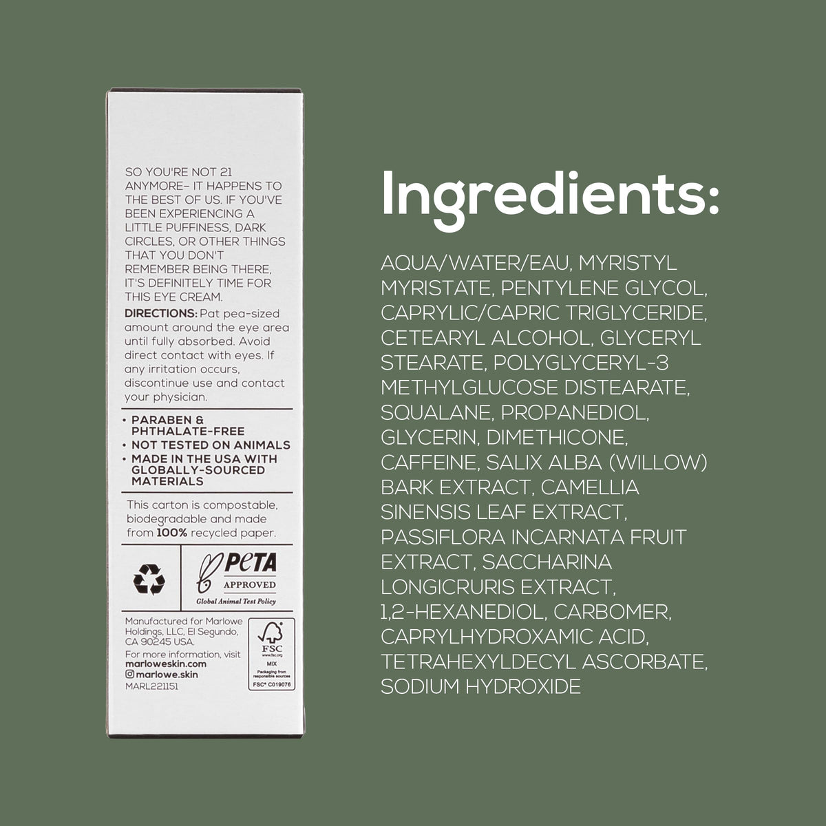 MARLOWE Eye Cream for Dark Circles and Puffiness - MARLOWE. Official Imagery - 8
