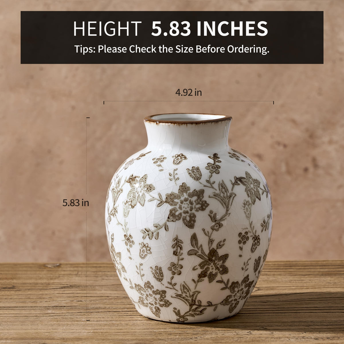SIDUCAL Ceramic Vintage Vase 5 83 Inch Retro Ice Cracked - SIDUCAL Official Imagery - 3