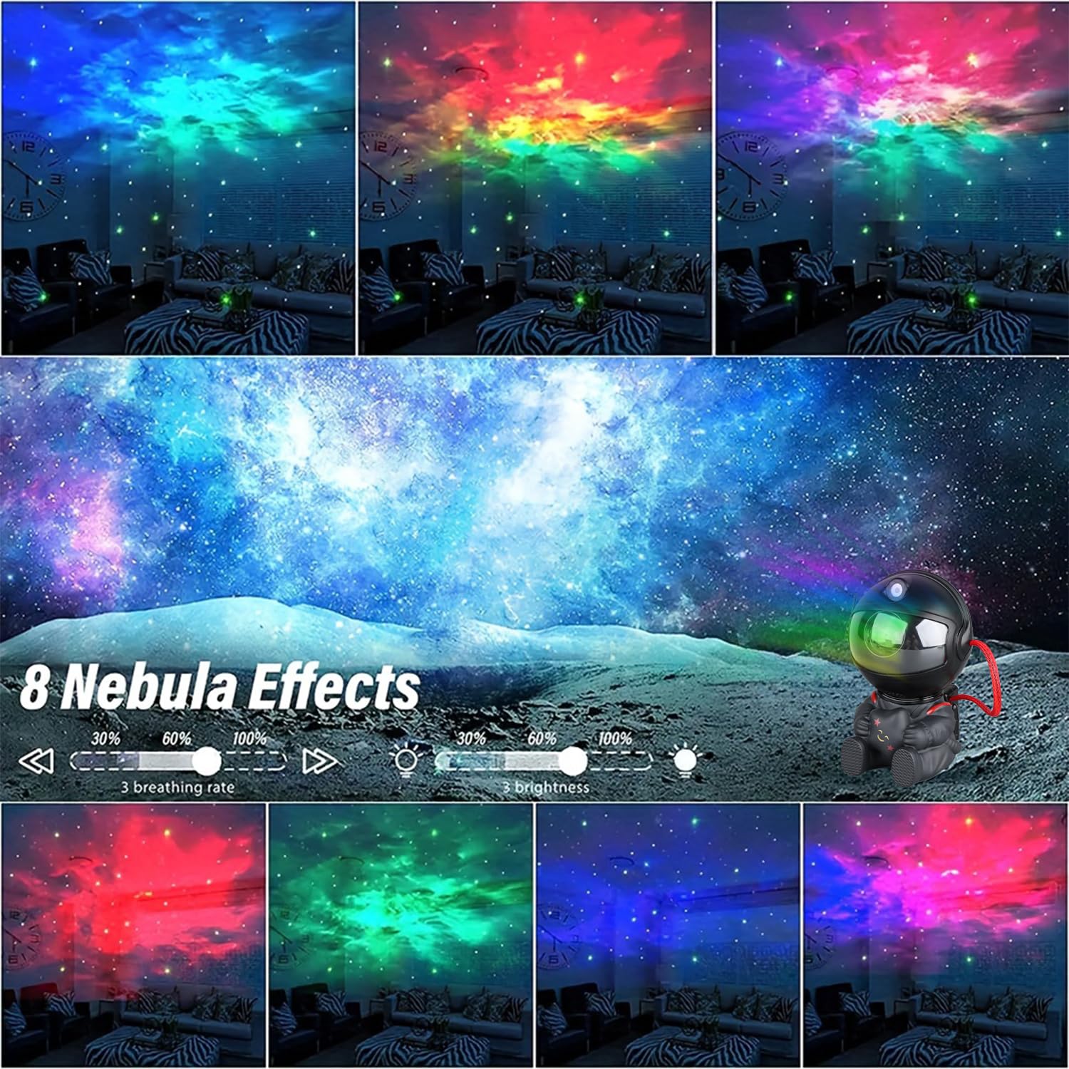 YXQUA Astronaut Galaxy Star Projector, Night Light for Kids, Orig by YXQUA - Angle View 2