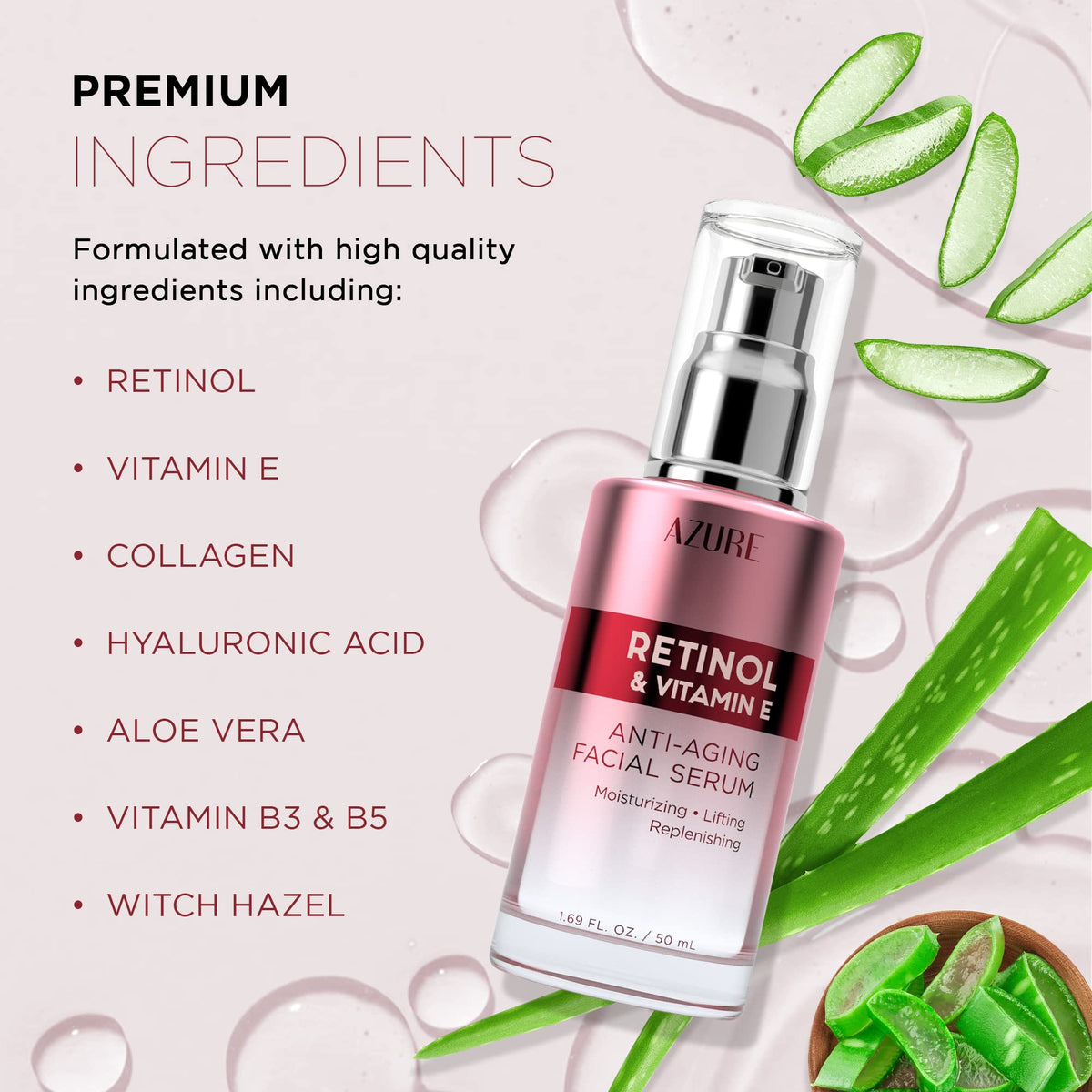 Azure Cosmetics Retinol Serum For Face - Azure Cosmetics Official Product Imagery - 3
