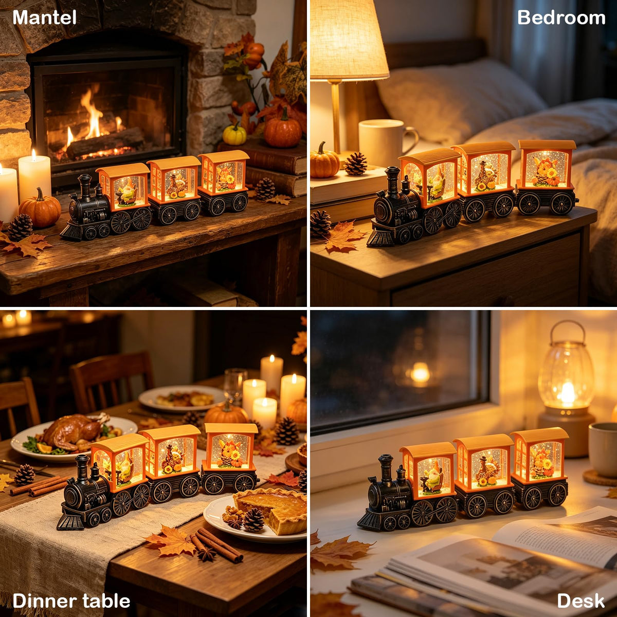 Fall Snow Globe Lantern Fall Decorations for Home Lighted - Gorrzai Official Imagery - 8