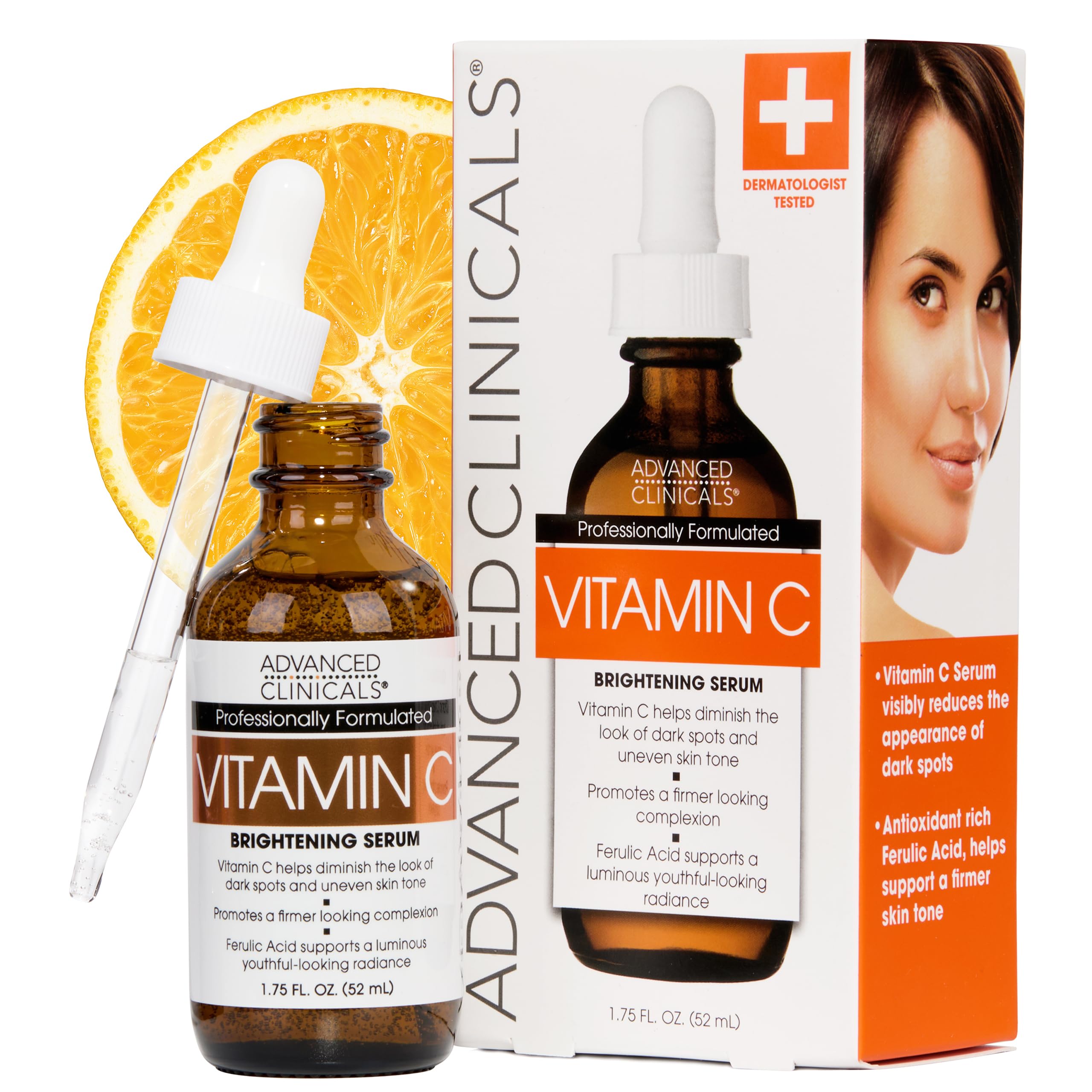 Advanced Clinicals Brightening Vitamin C Serum For Face With - Product Imagery