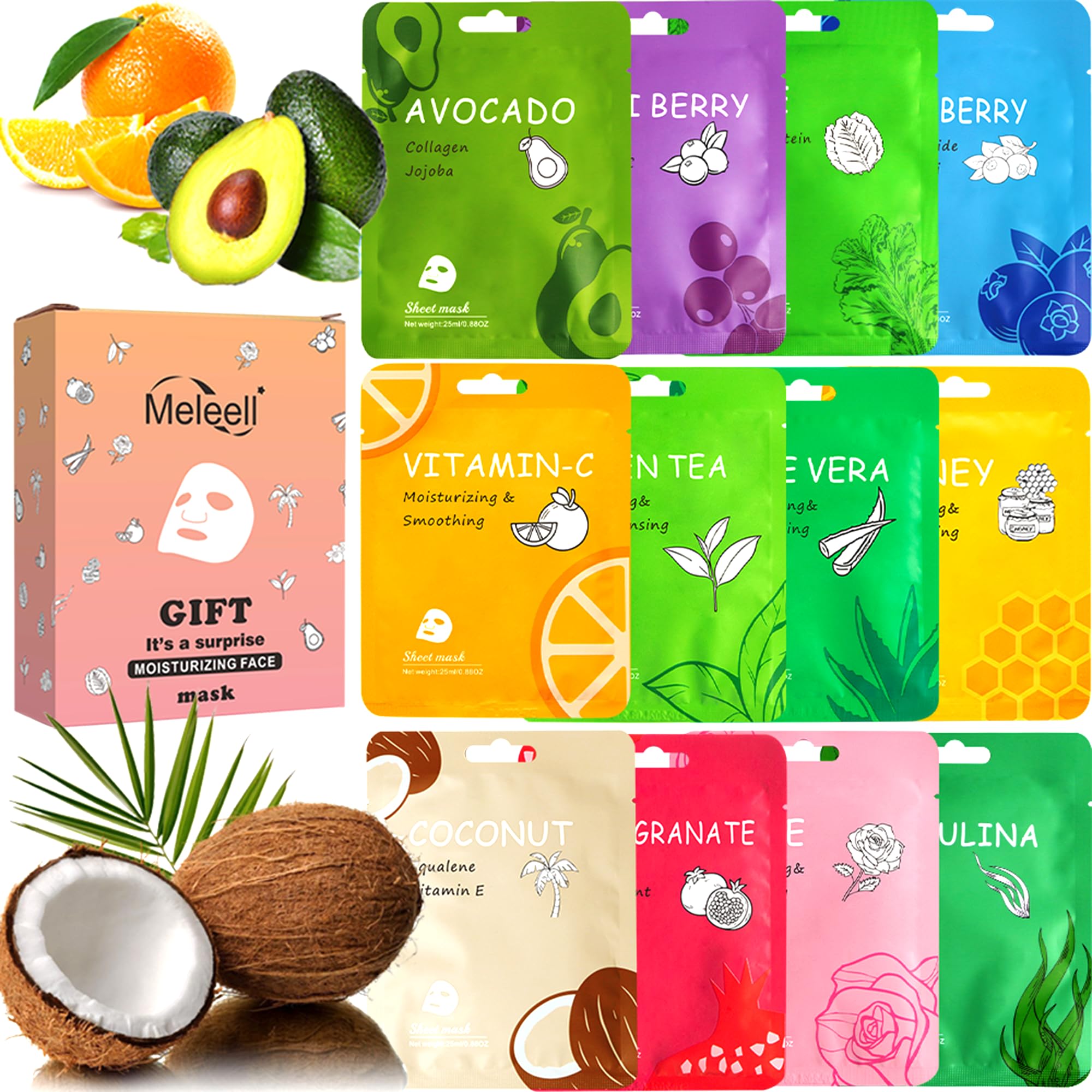 Face Mask Skin Care， Nourishing Spa Facial Masks for Girls Women - Meleell