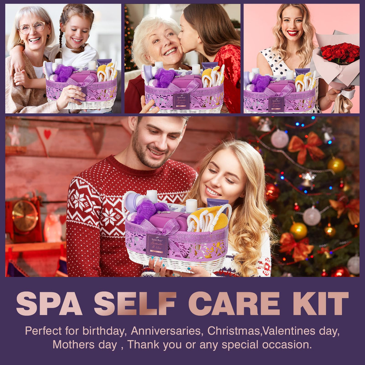 25Pcs Lavender Bath and Body Gift Basket Hydrating Skin Care - Saint Roy Official Imagery - 4