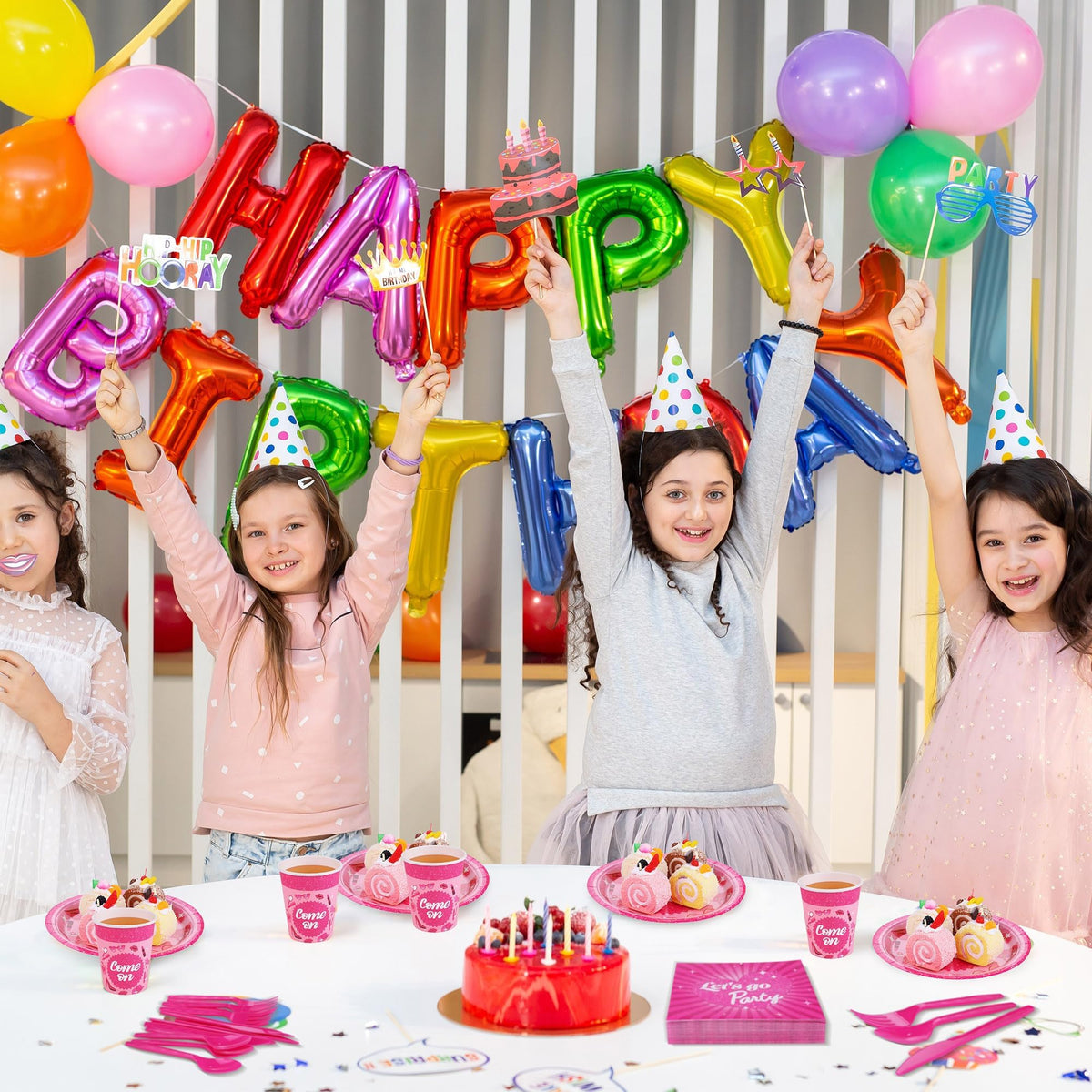400 Pieces Let s Go Girls Party Tableware Sets Including - Kochorie Official Imagery - 8