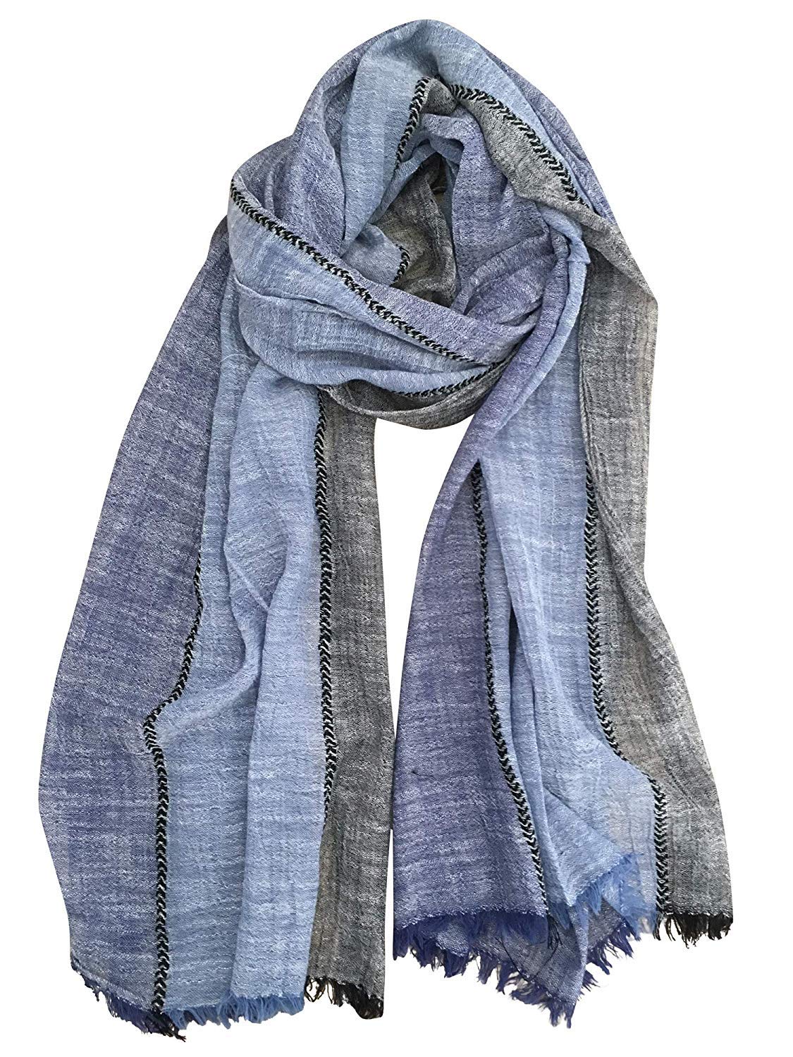 GERINLY Color Block Summer Scarf for Men Long Neck Wraps Shawl - Product Imagery