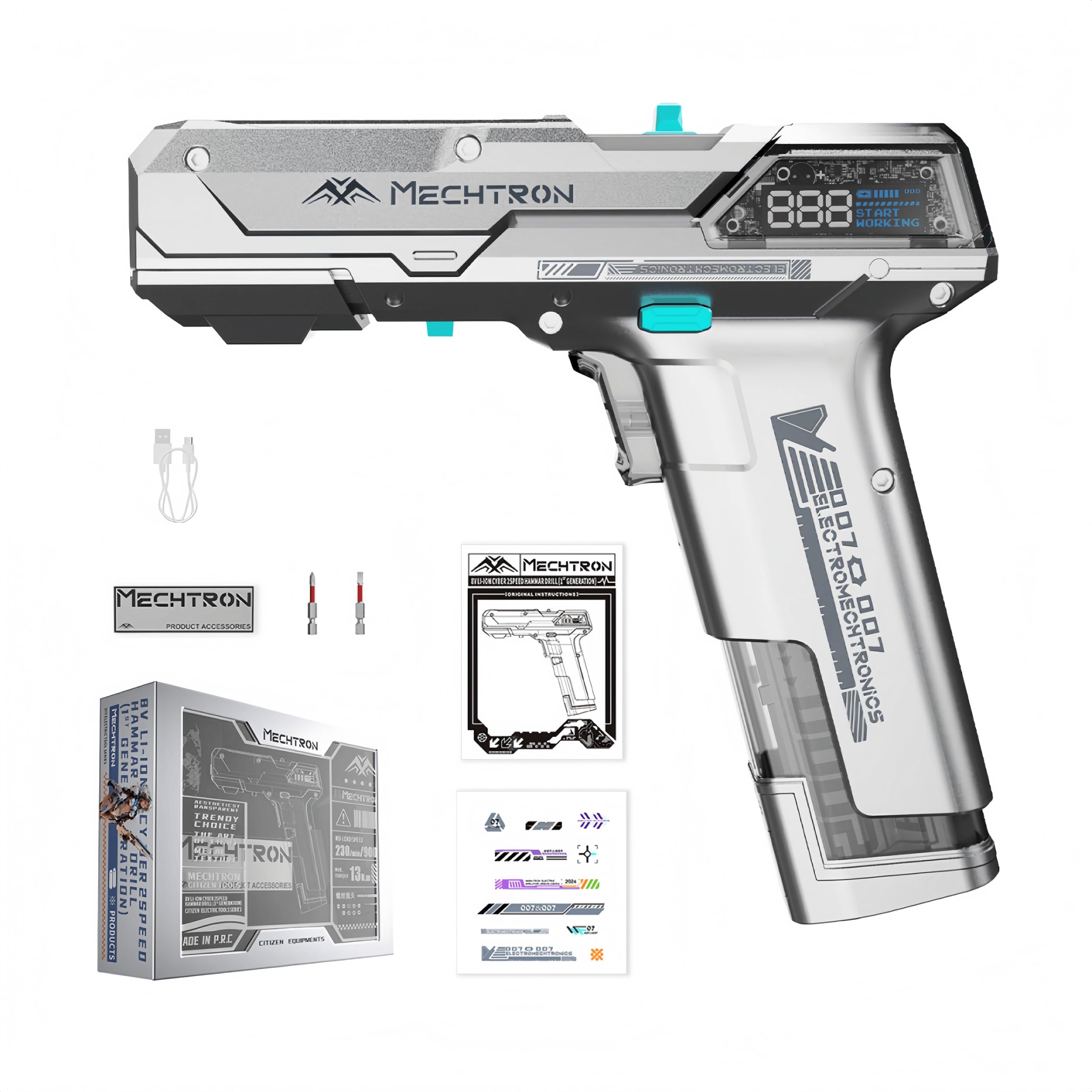 8V Sci-Fi 2-Speed Drill, Pistol Grip USB-C Charge Gift (TL-G007S) - Product Imagery