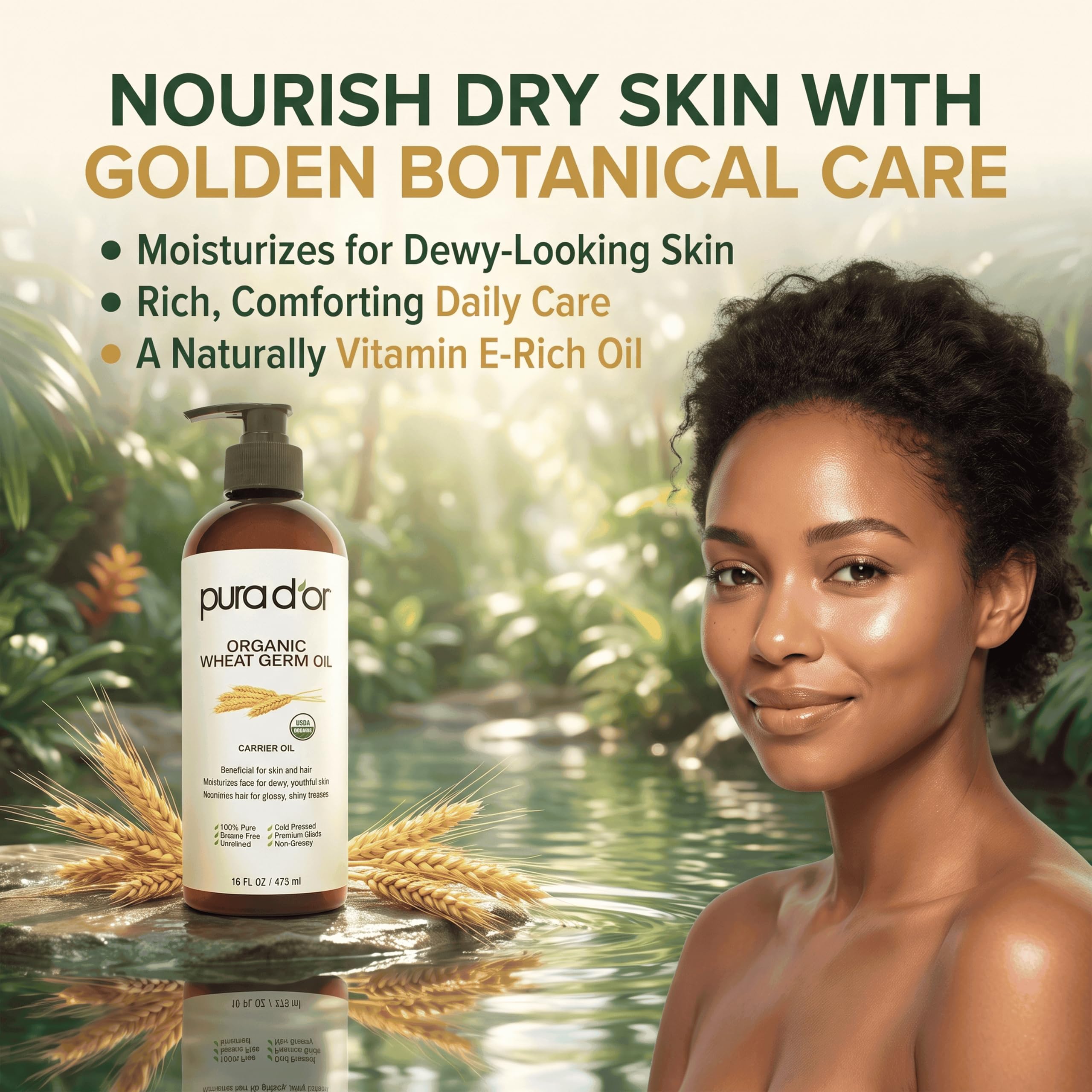PURA D'OR 16 Oz ORGANIC Wheat Germ Oil - 100% Pure & Natural USDA - PURA D'OR Official Product View 4