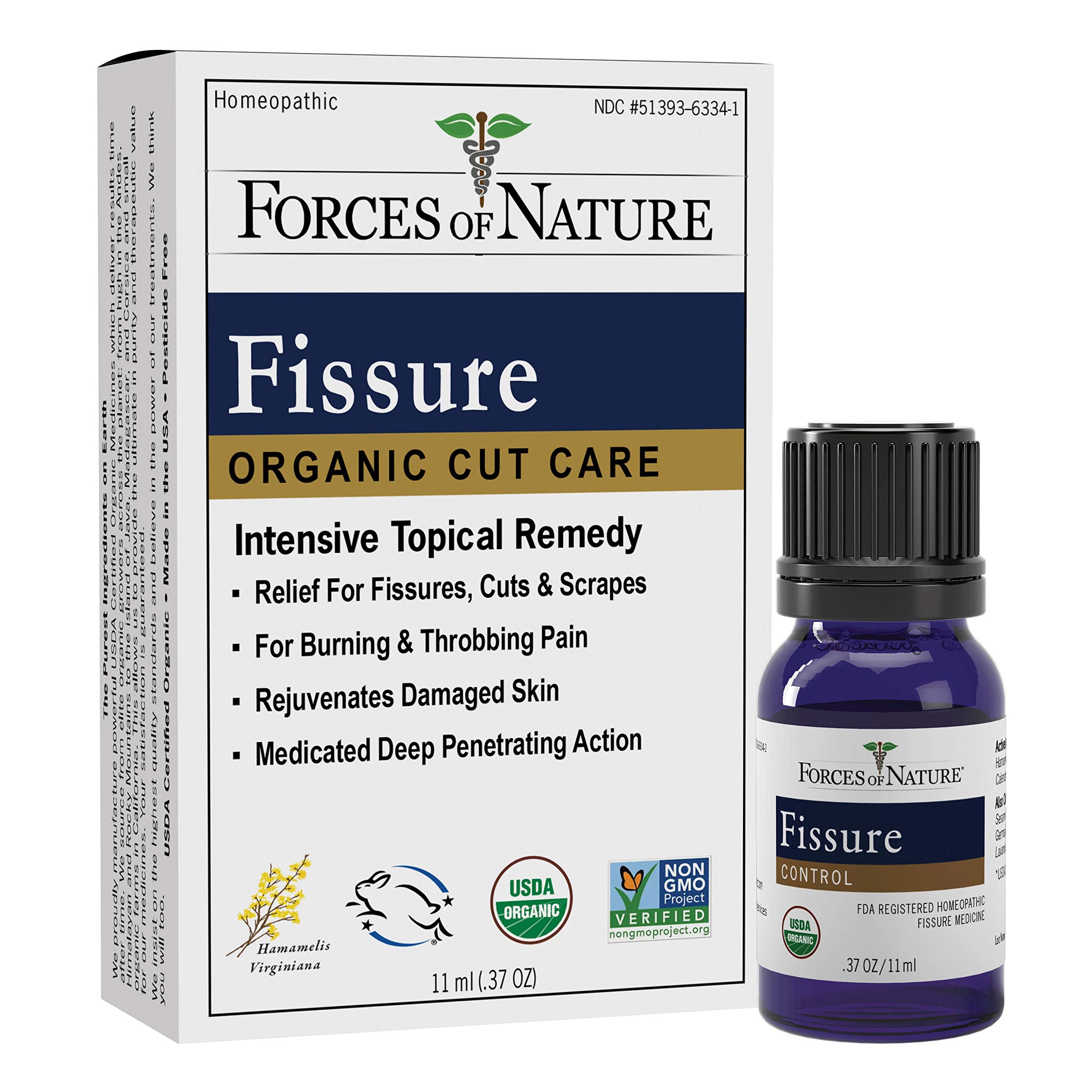 Forces of Nature Fissure Control organic homeopathic anal fissure relief, 0.37 fl oz, natural skin care agent with herbal ingredients