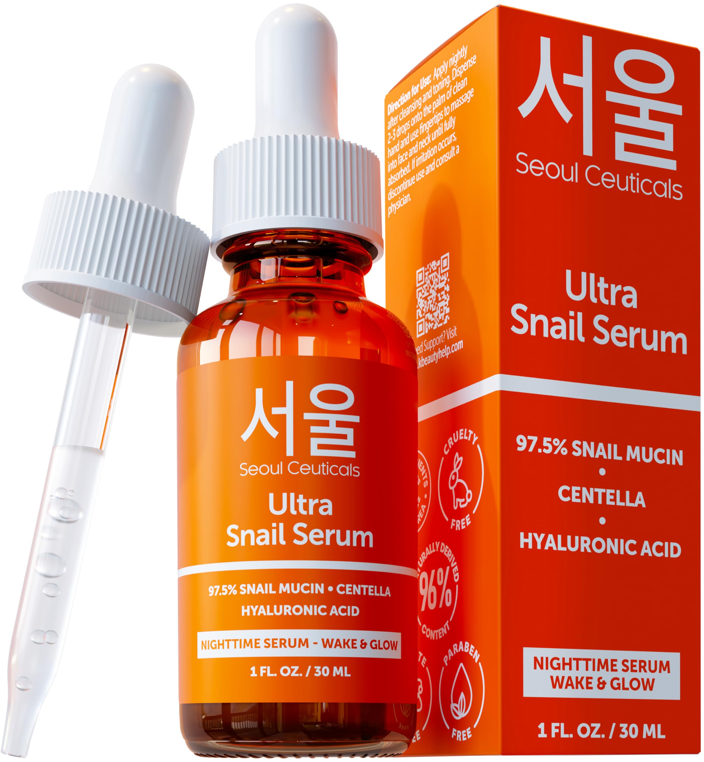SeoulCeuticals 97.5% Snail Mucin Serum for Face K Beauty - SeoulCeuticals Official Product View 2