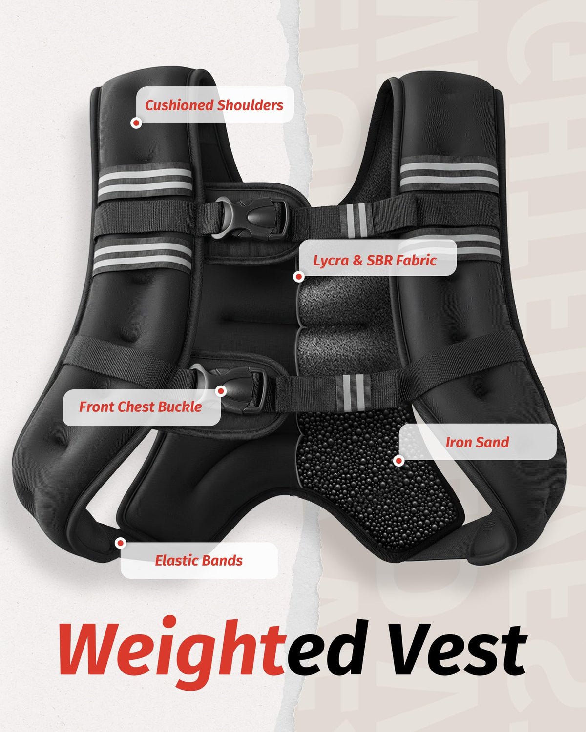ZELUS Weighted Vest 6lb 8lb 12lb 16lb 20lb 25lb 30lb Weight - ZELUS Official Imagery - 5